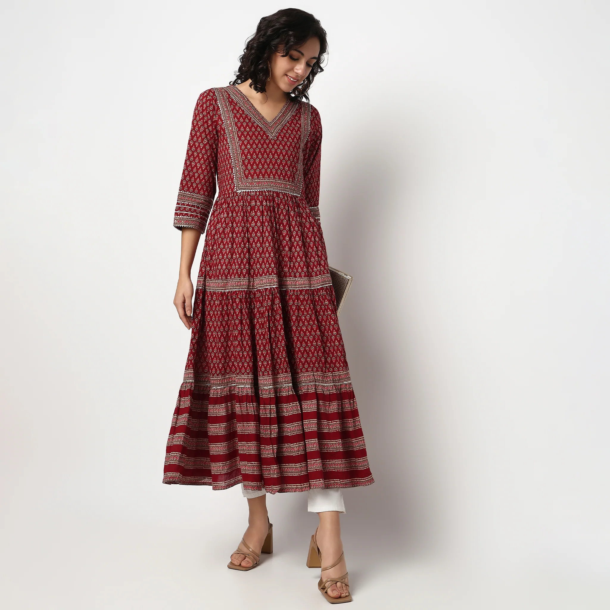 Printed Cotton Gathered Kurta