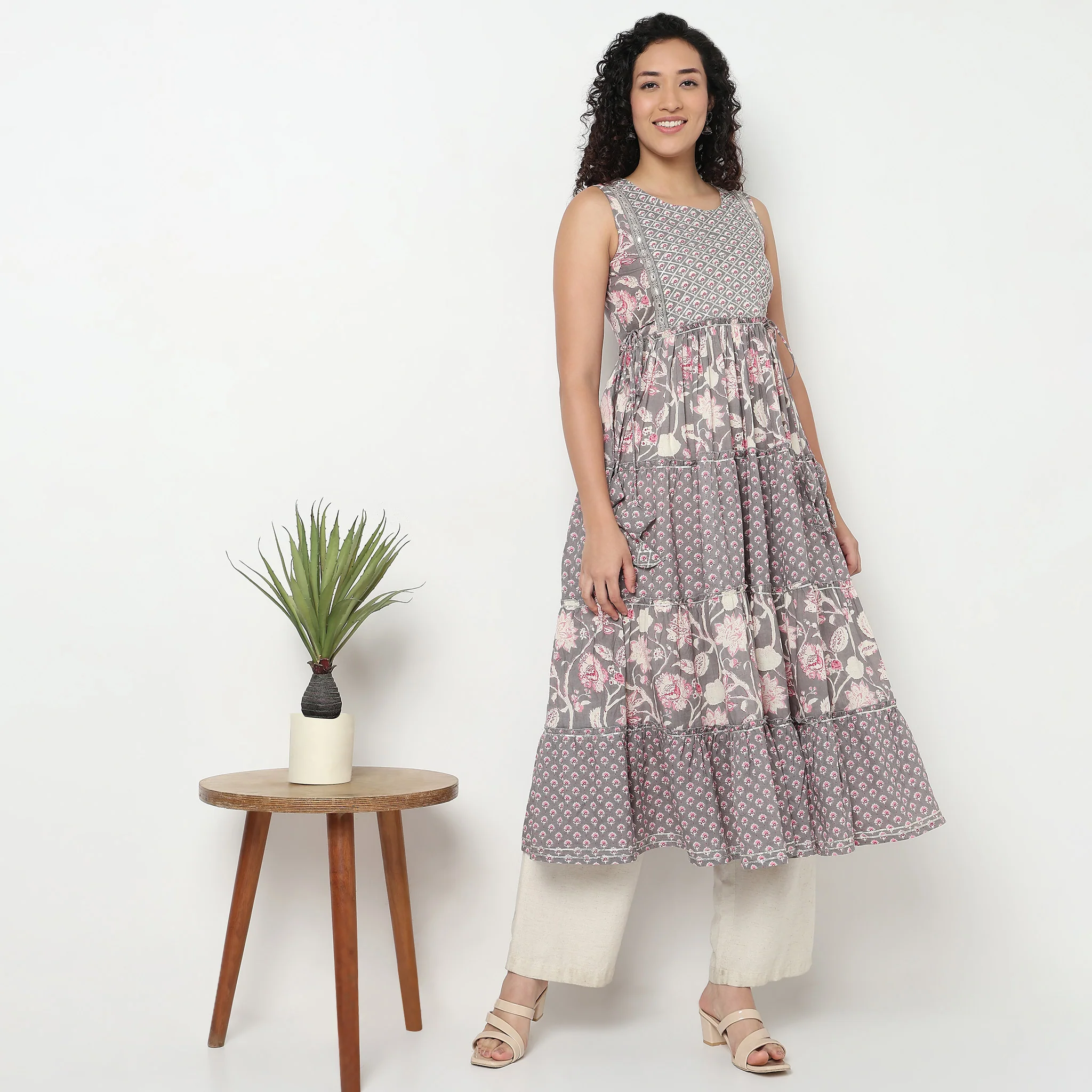 Printed Cotton Tiered Kurta