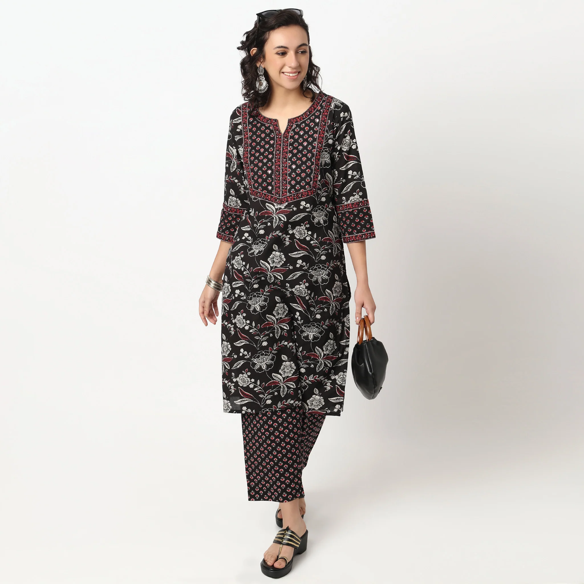 Printed Cotton Kurta With Pant Set