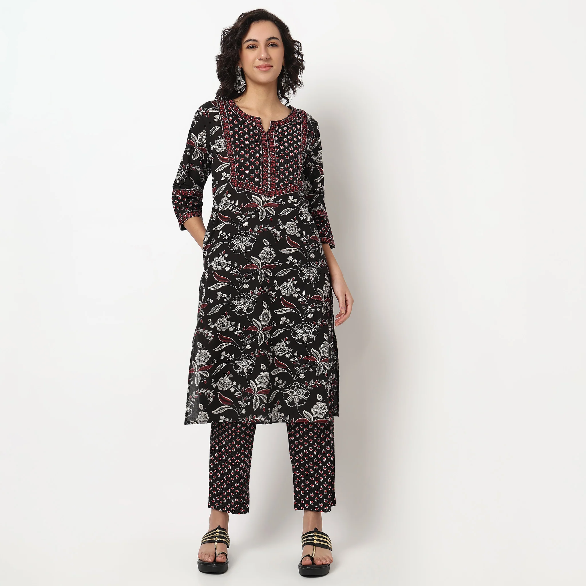Printed Cotton Kurta With Pant Set - Image 2