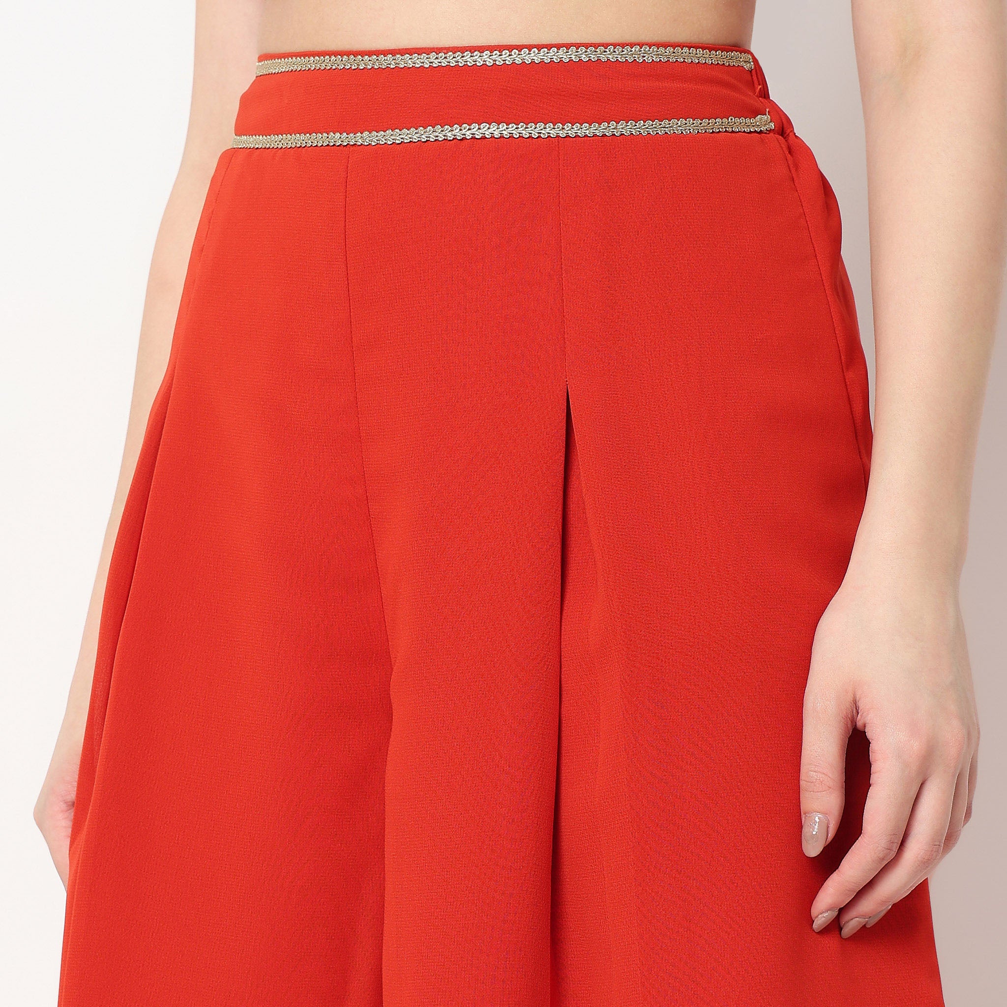 Printed Crop Top with Palazzo with Shrug Set - Image 8