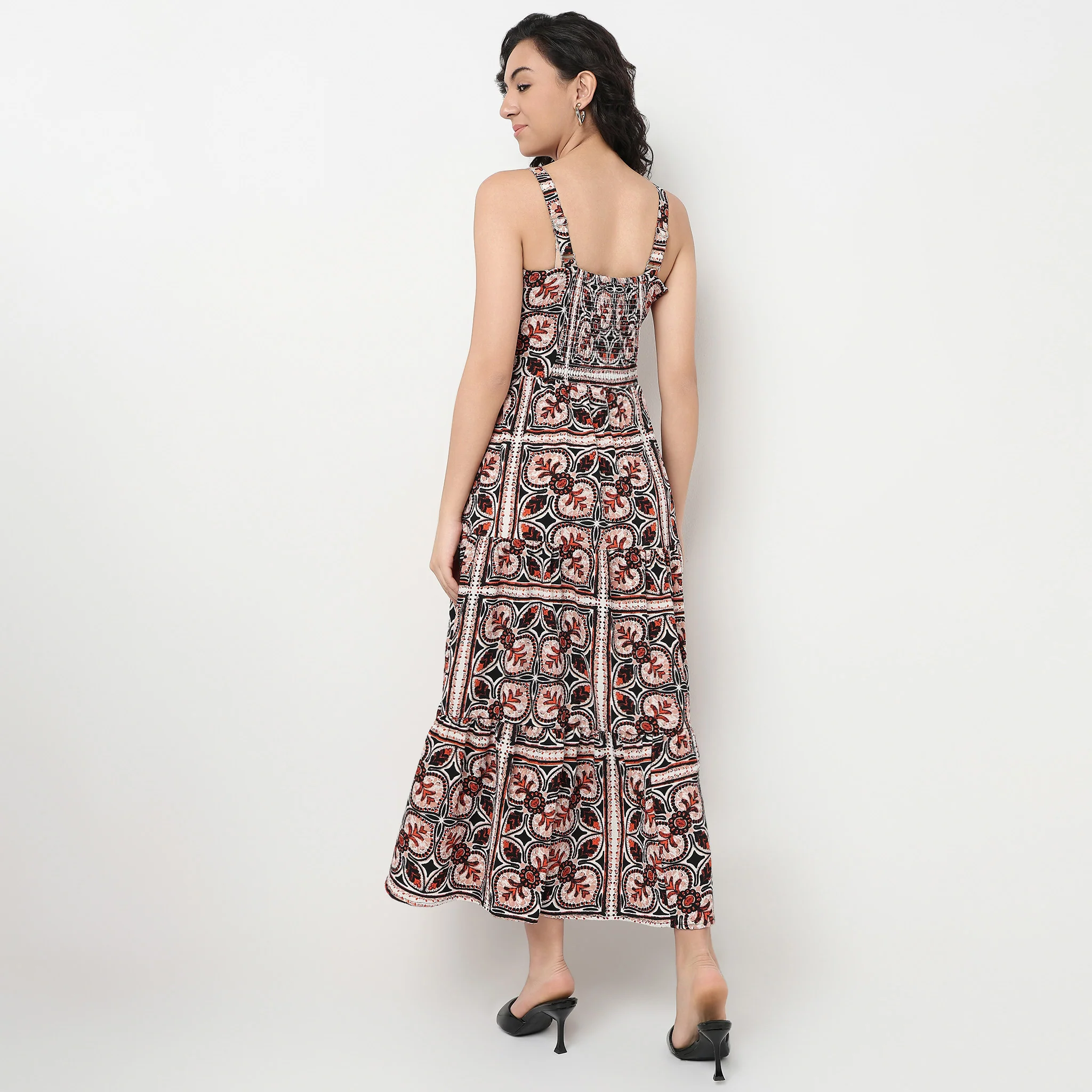 Printed Flare Fit Full Length Dress - Image 3