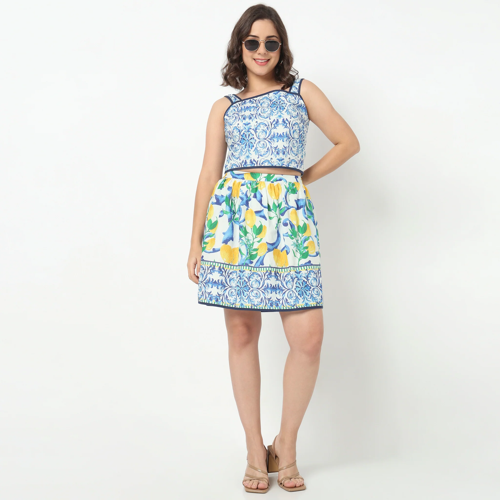 Printed Flared High Rise Skirt