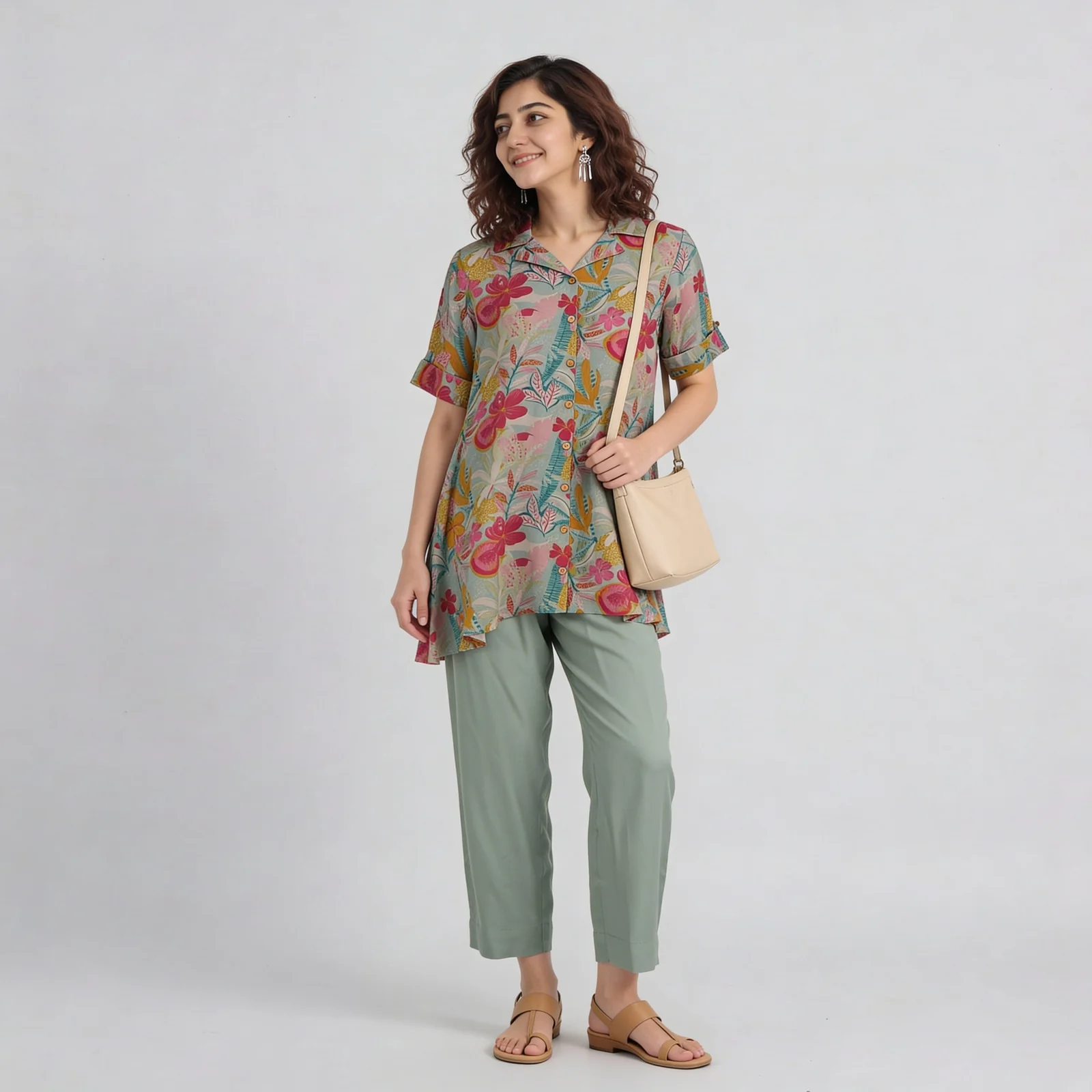 Printed Flared Kurta with Pant Set