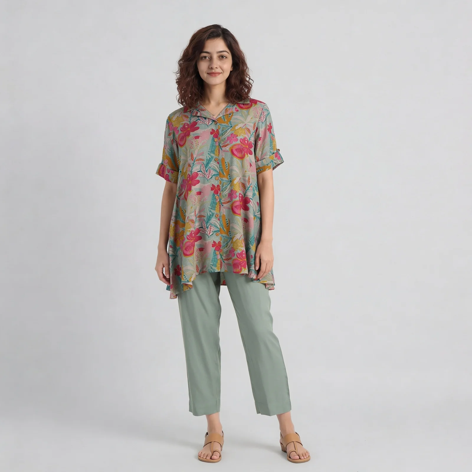 Printed Flared Kurta with Pant Set - Image 2