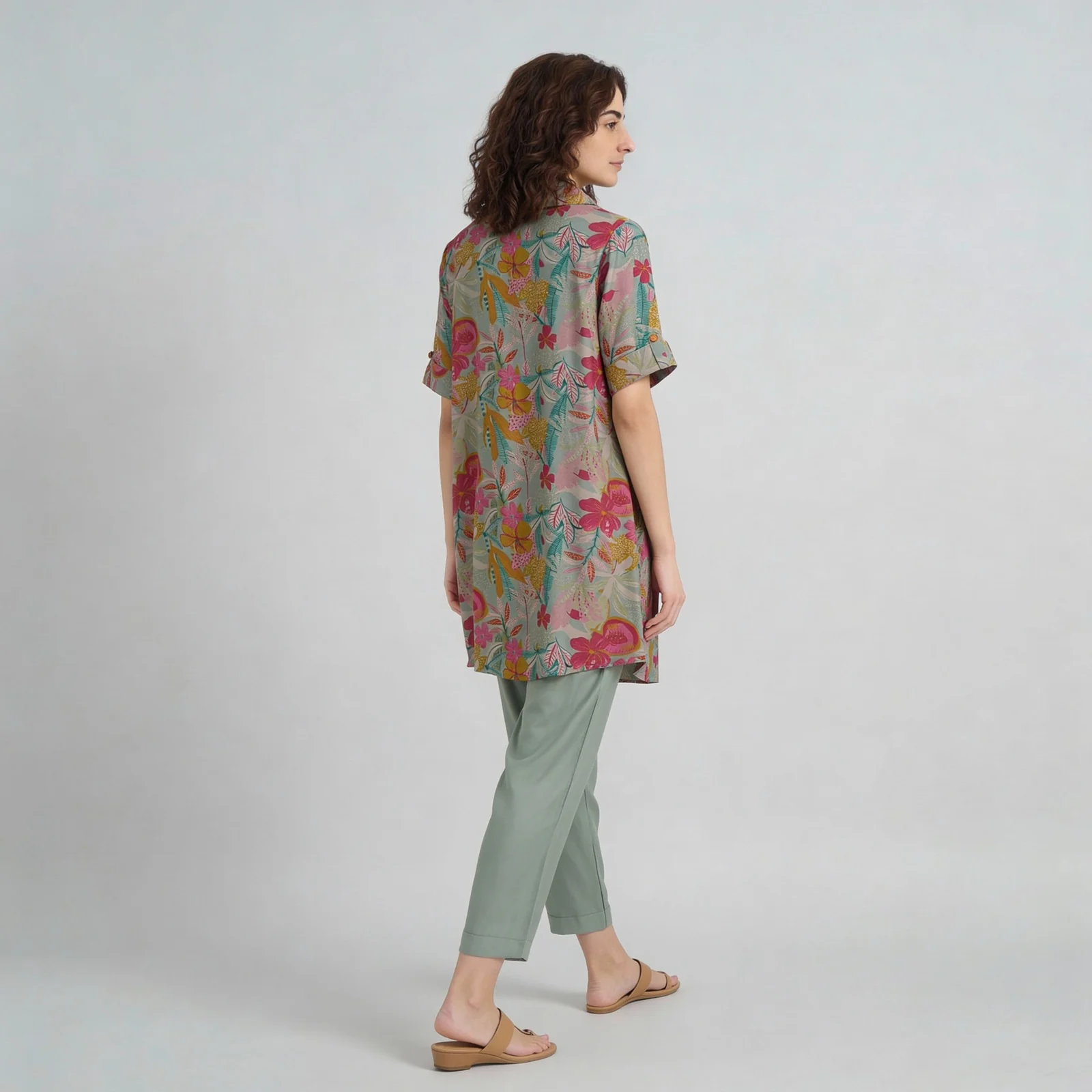 Printed Flared Kurta with Pant Set - Image 3