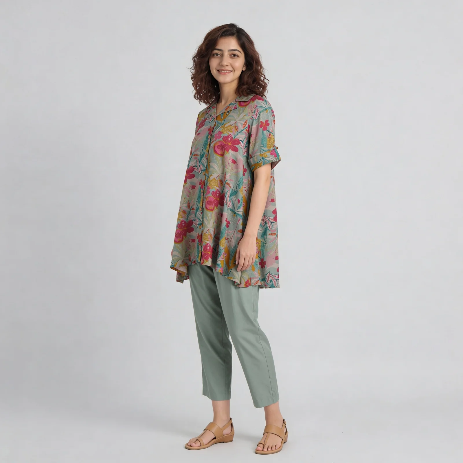 Printed Flared Kurta with Pant Set - Image 5
