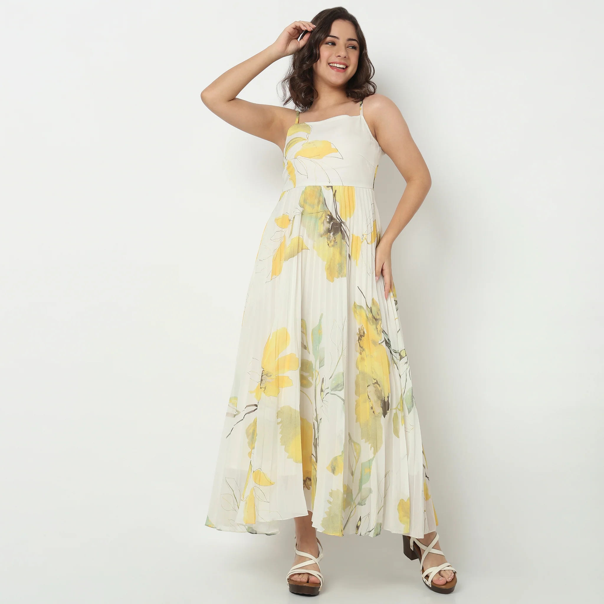 Printed Flared Pleated Dress - Image 2