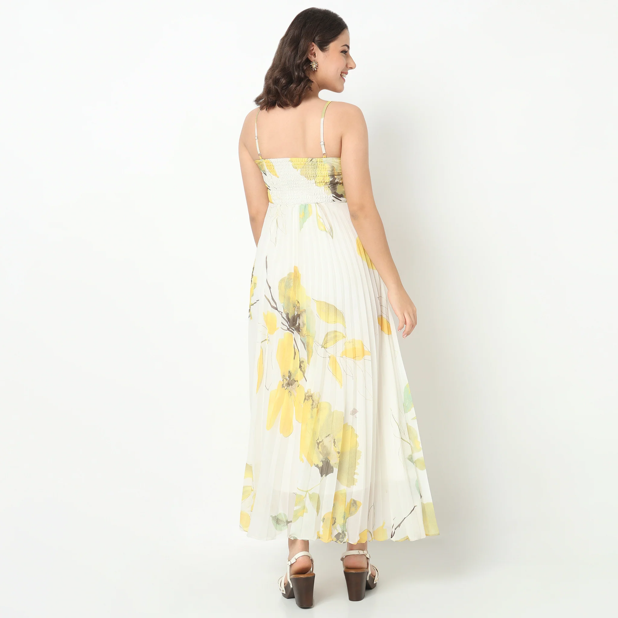 Printed Flared Pleated Dress - Image 3