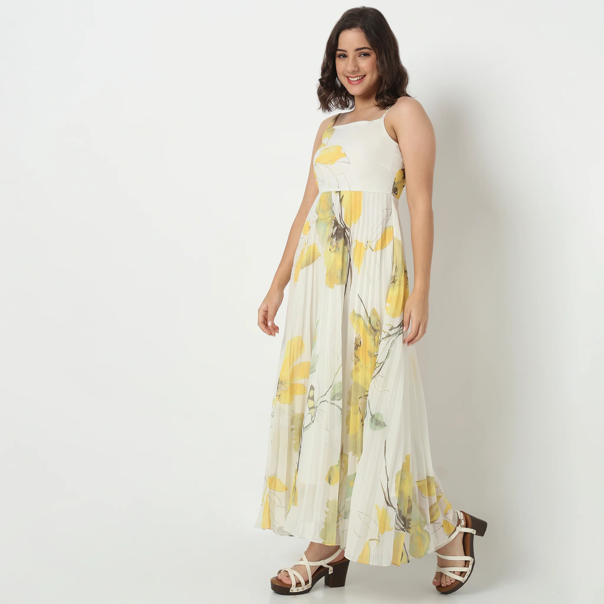 Printed Flared Pleated Dress - Image 5