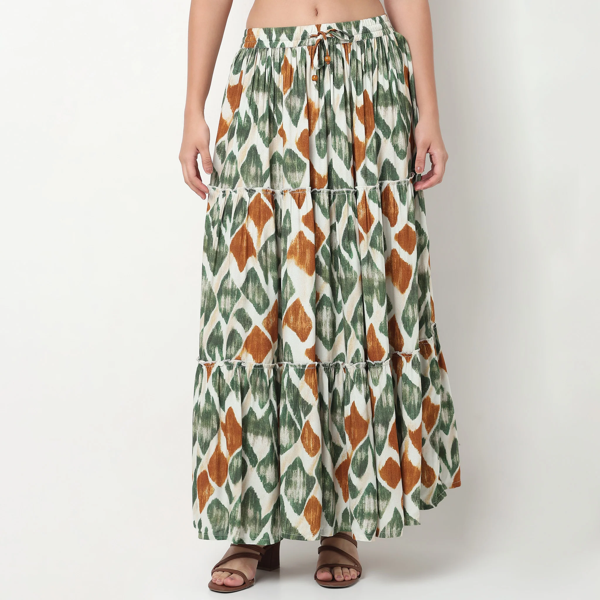 Printed Flared Tiered Skirt - Image 2