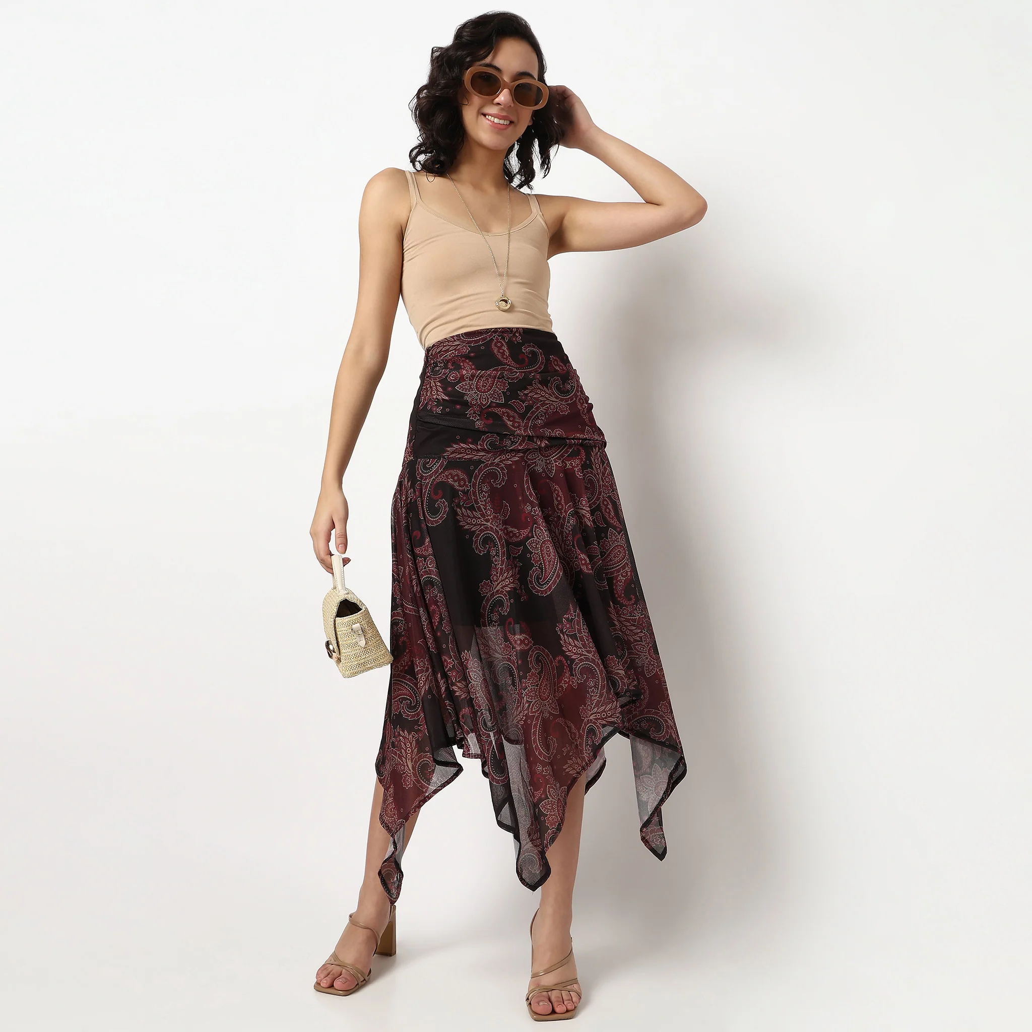 Printed Flared Skirt