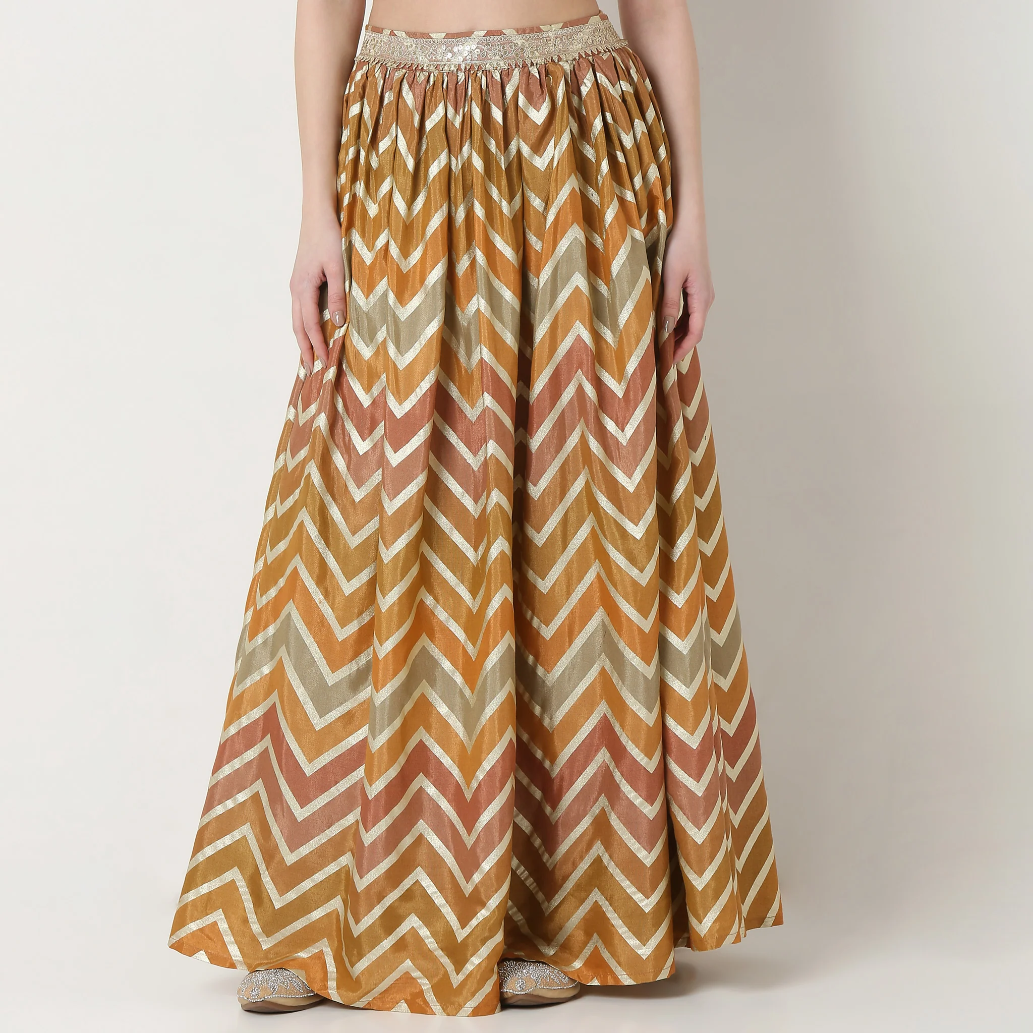 Printed Full Length Flared Skirt - Image 2