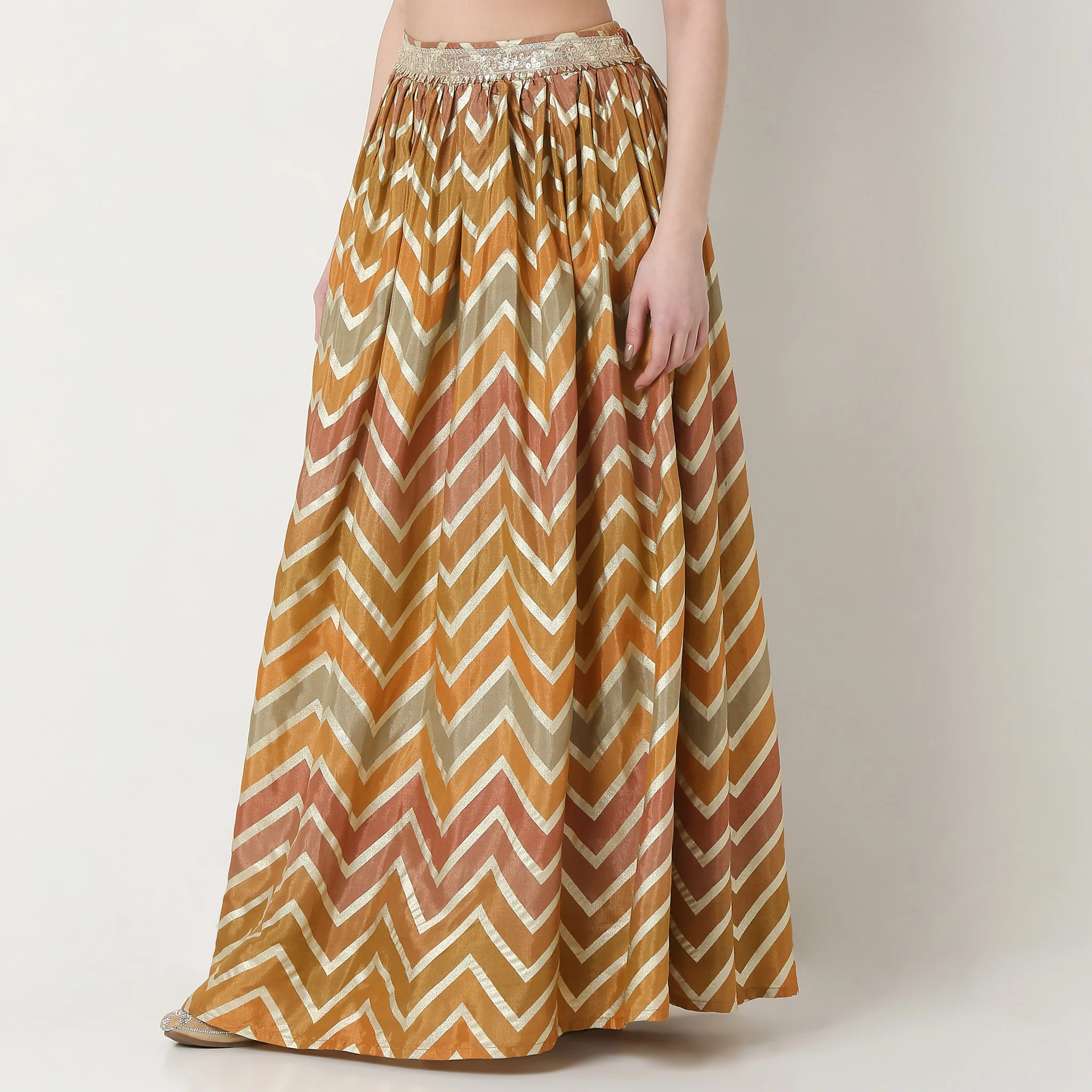Printed Full Length Flared Skirt - Image 5