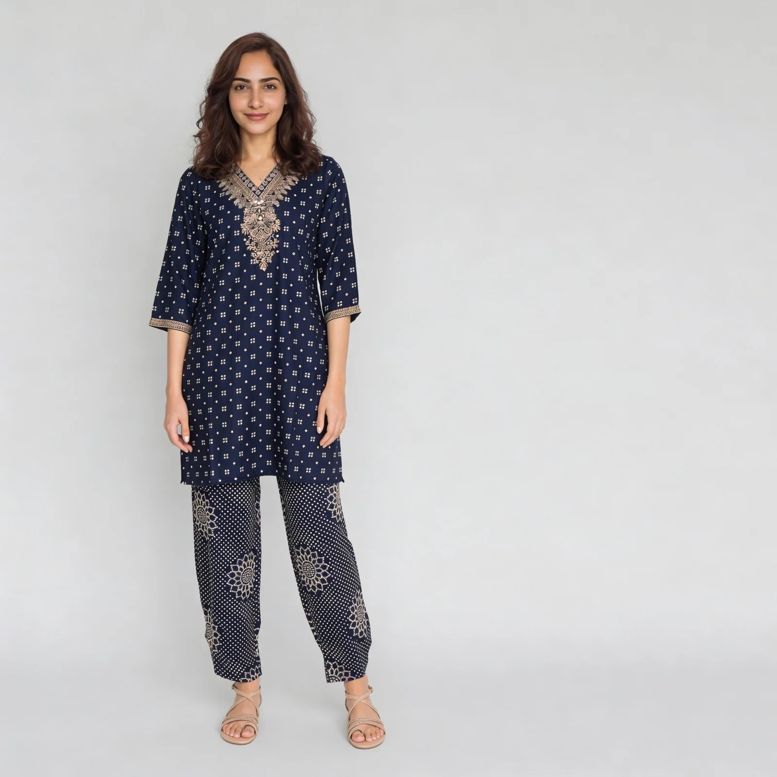 Printed Full Length Travel Pants