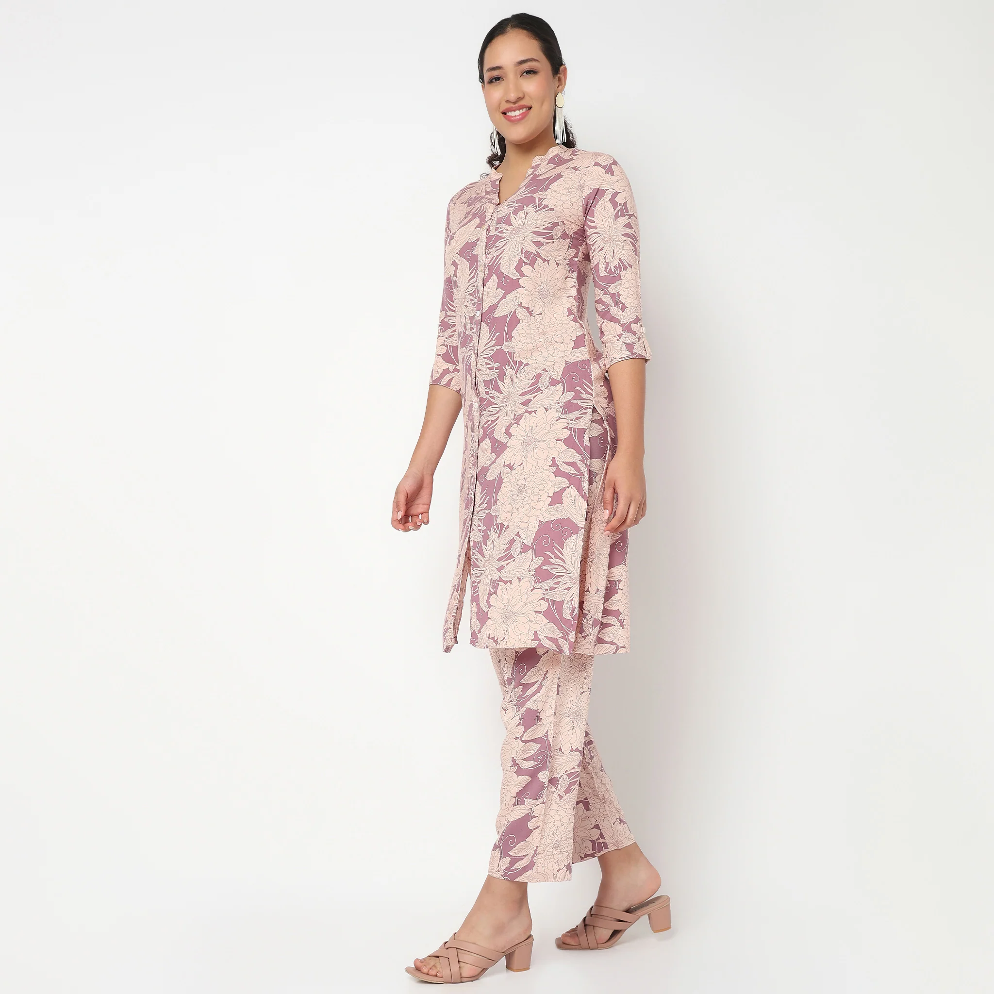 Printed Full Placket Long Kurta - Image 5