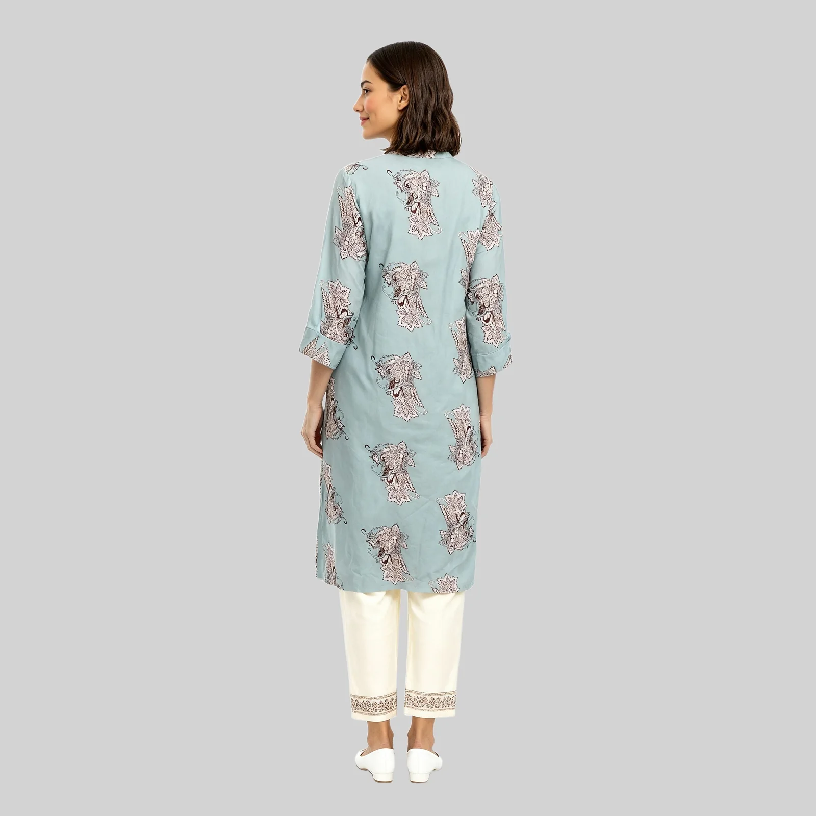 Printed Full Placket Long Kurta - Image 3