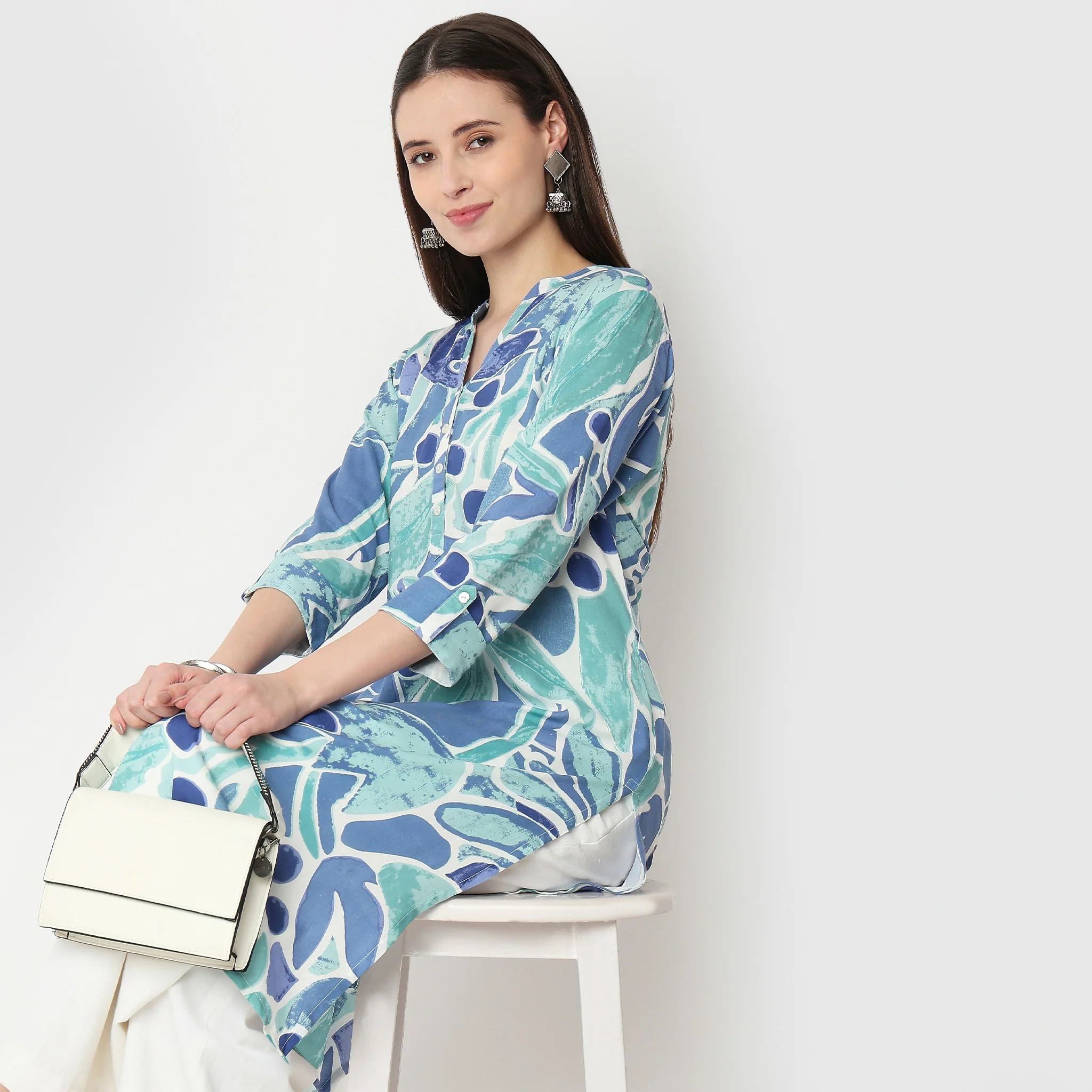 Printed Half Placket Kurta