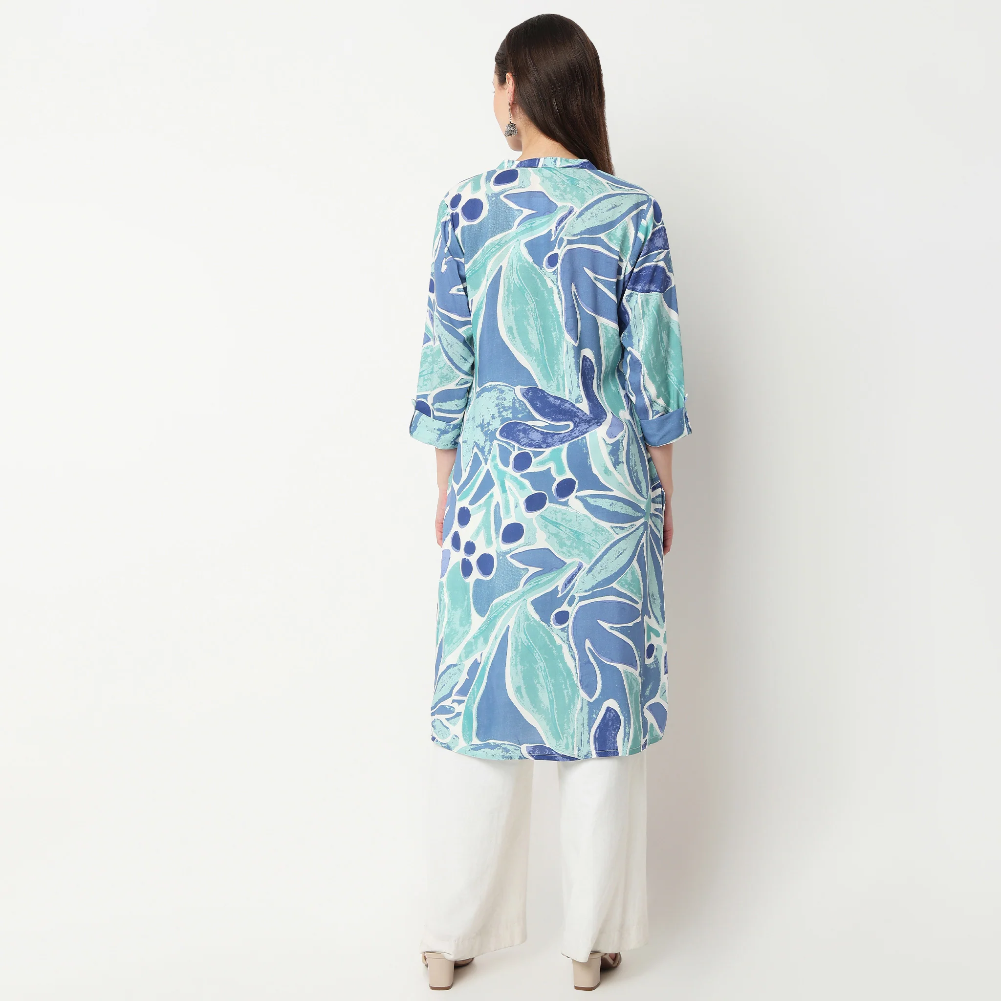Printed Half Placket Kurta - Image 3
