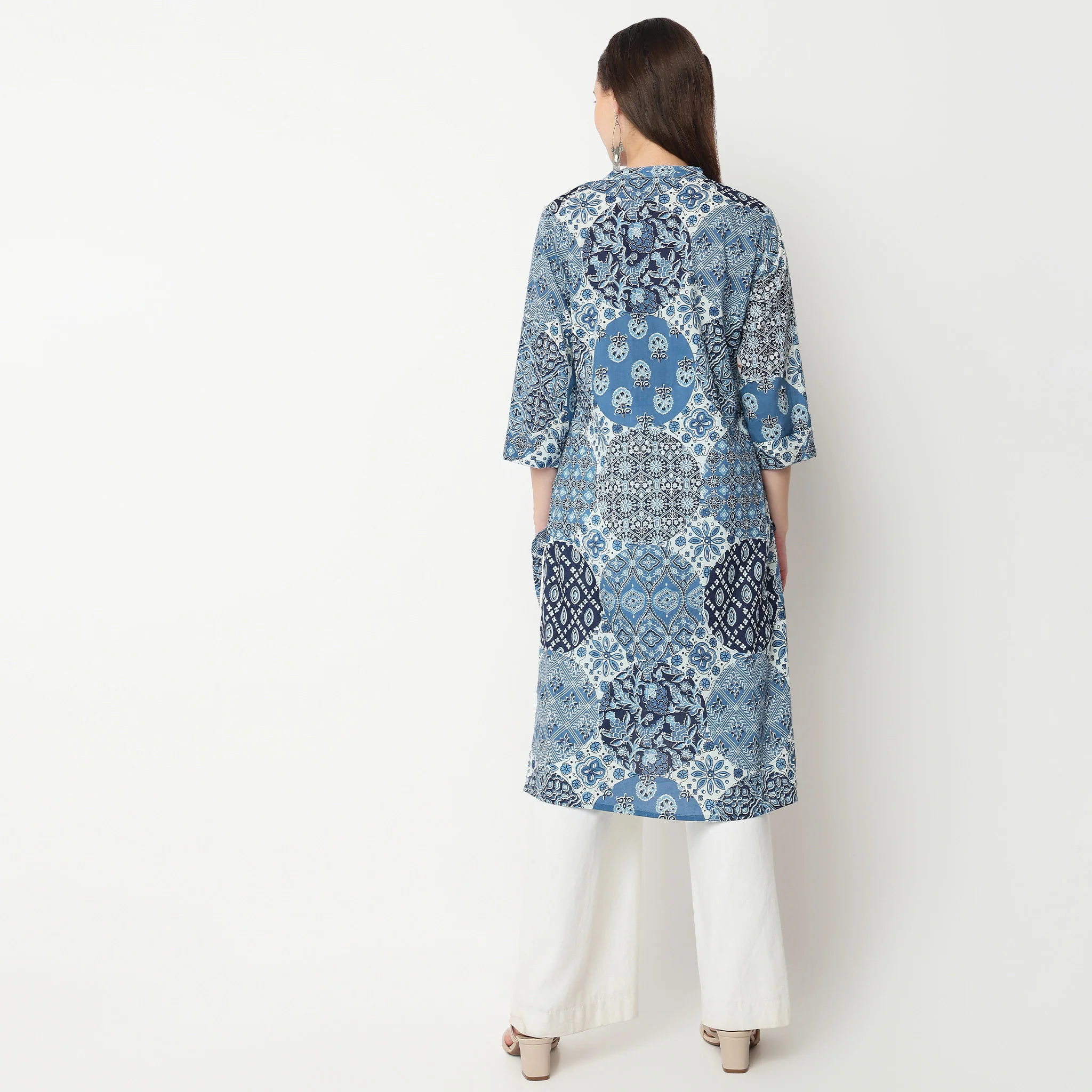 Printed Half Placket Kurta - Image 3