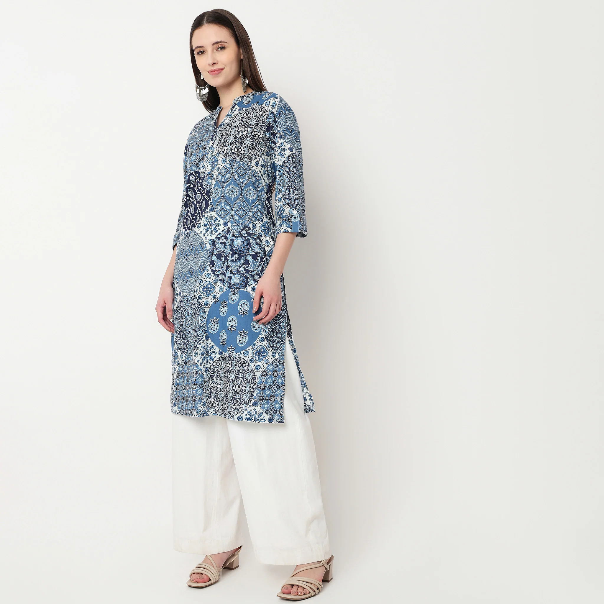 Printed Half Placket Kurta - Image 5