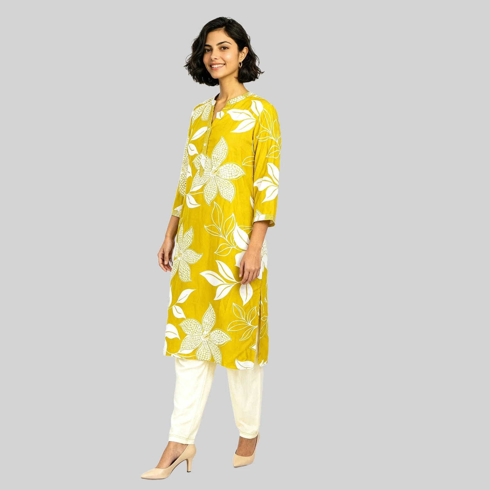 Printed Half Placket Long Kurta - Image 5