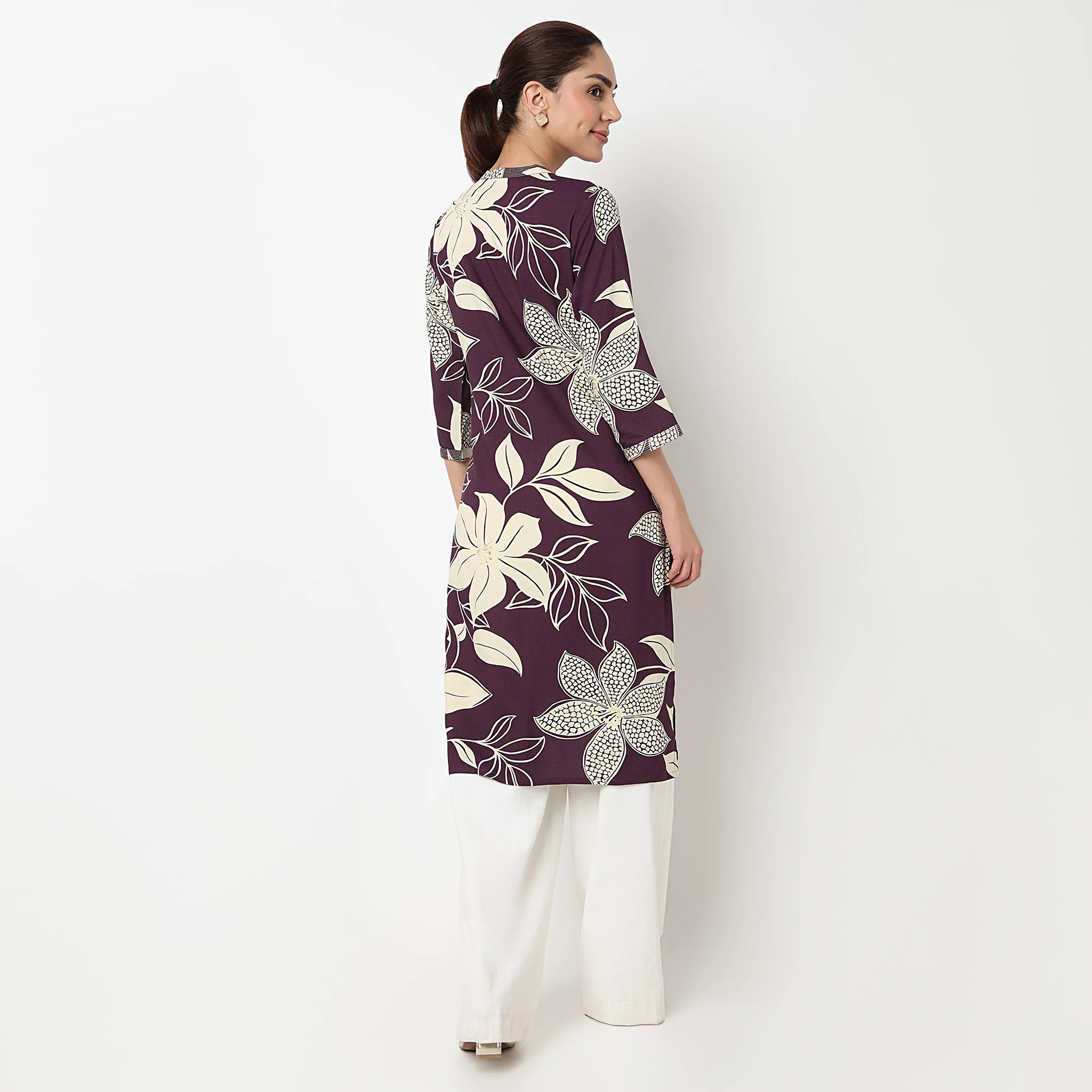 Printed Half Placket Long Kurta - Image 8
