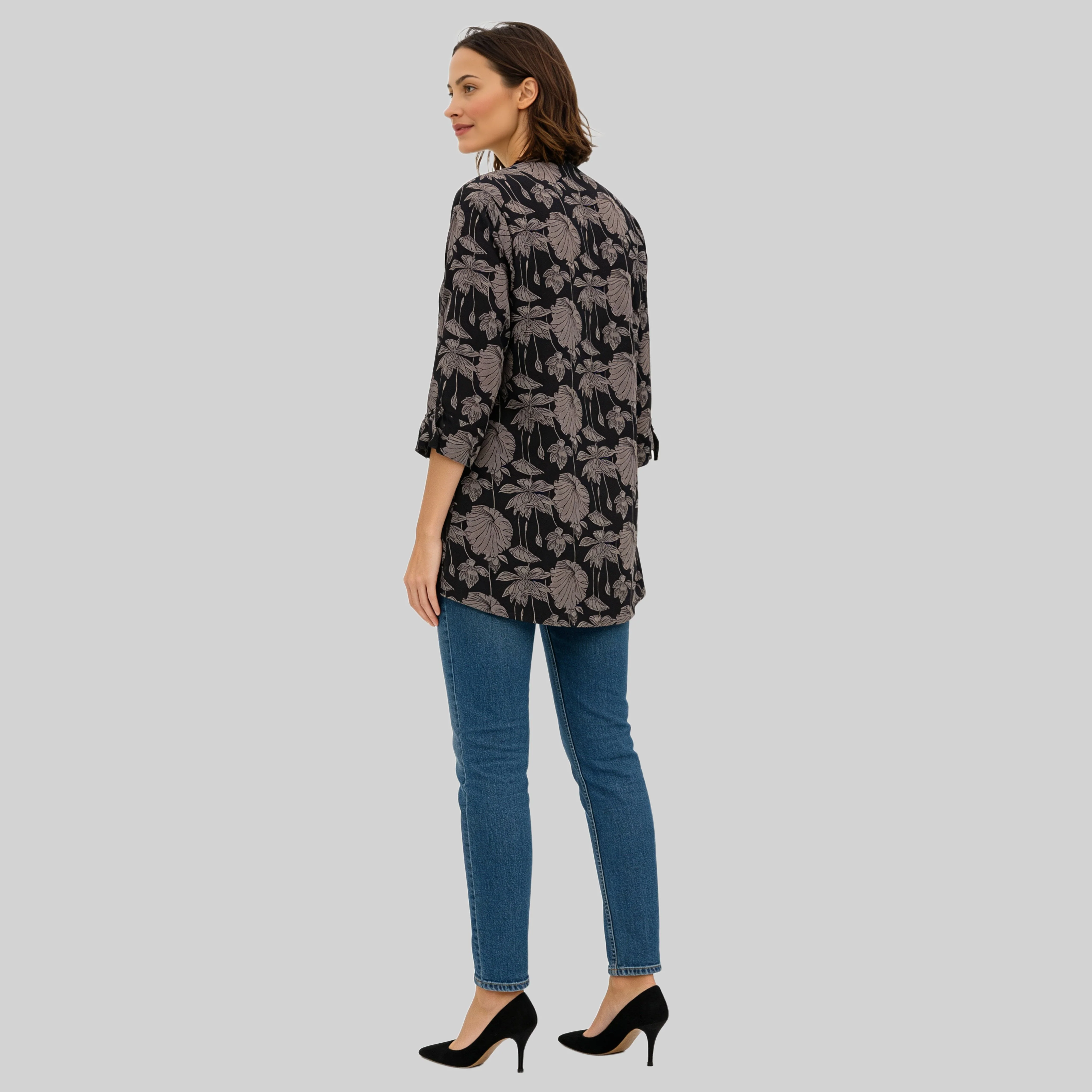 Printed Half Placket Short Kurta - Image 3