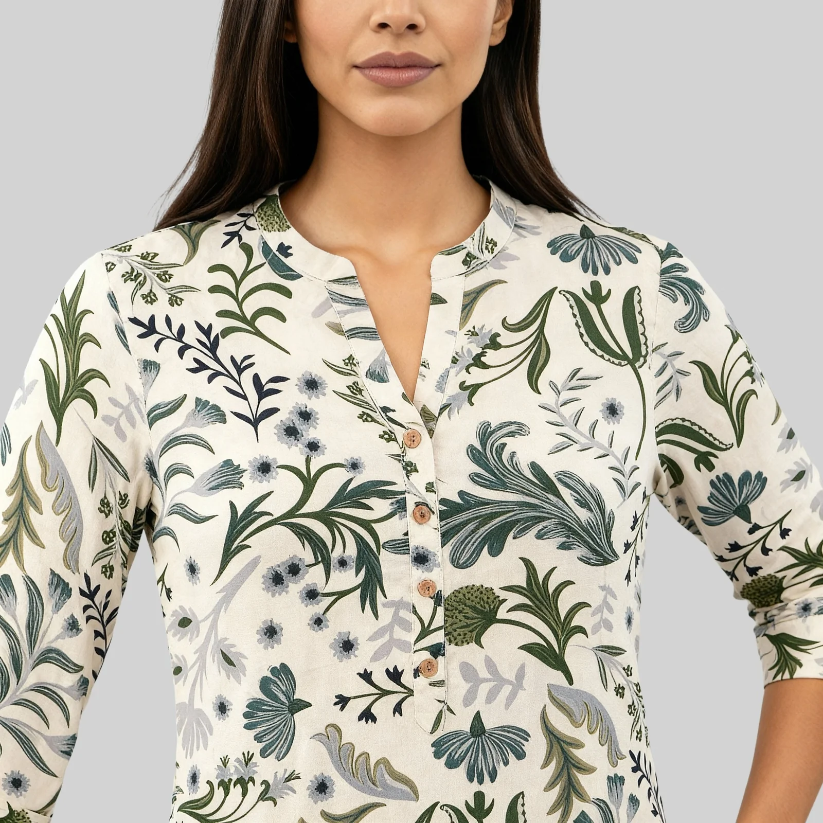 Printed Half Placket Short Kurta - Image 4