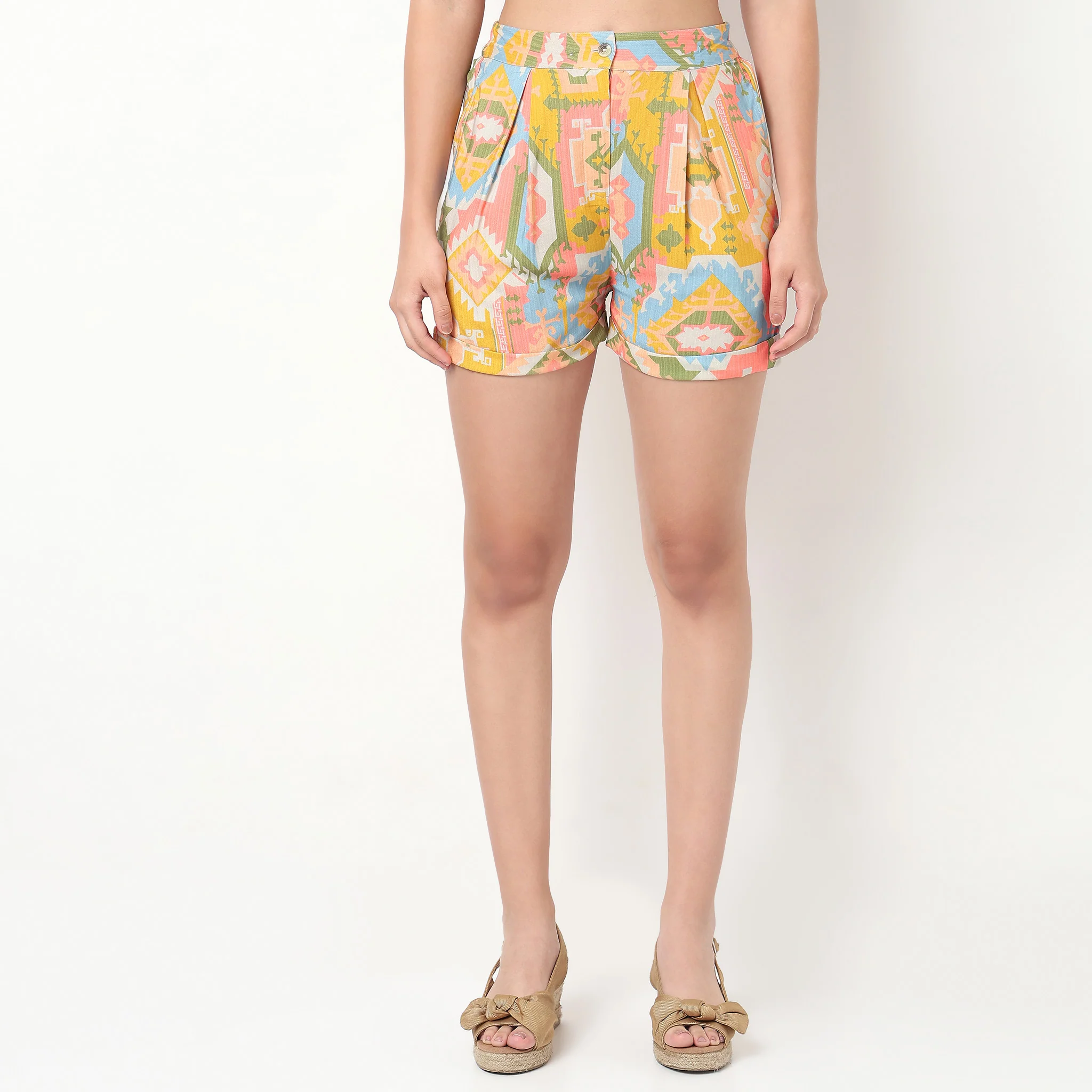 Printed High Waist Shorts - Image 2