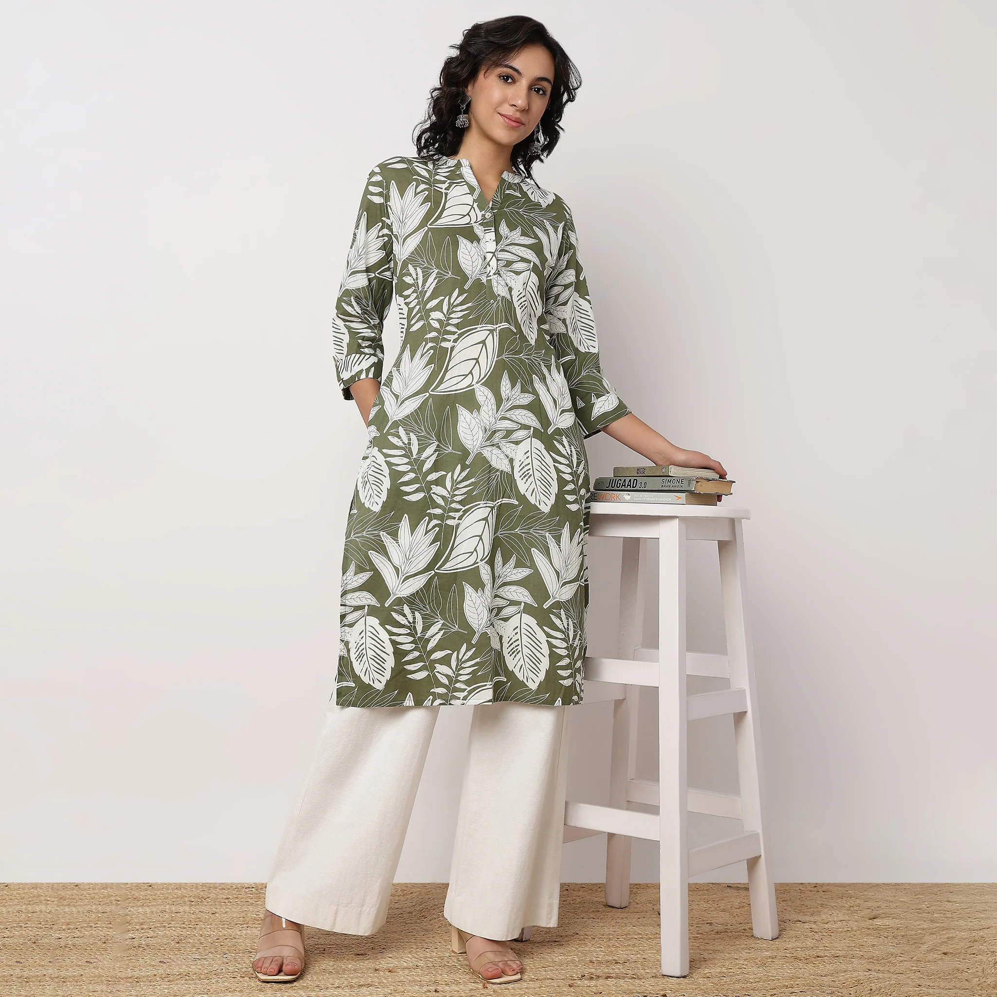 Printed Half Placket Kurta