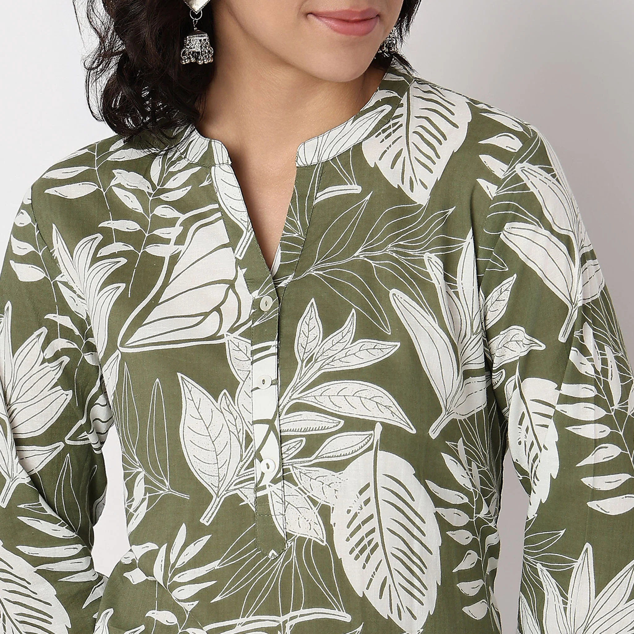Printed Half Placket Kurta - Image 4
