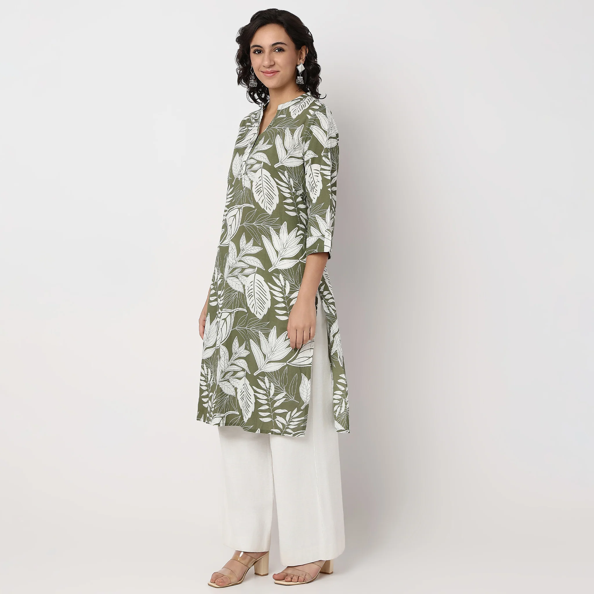 Printed Half Placket Kurta - Image 5