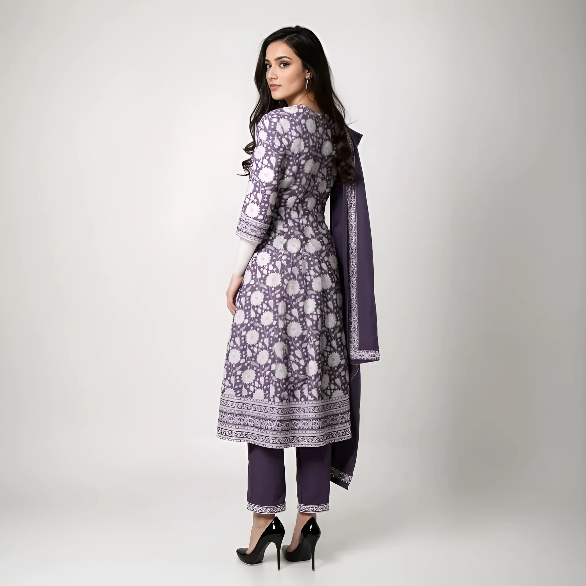 Printed Kurta and Pant With Dupatta Set - Image 3