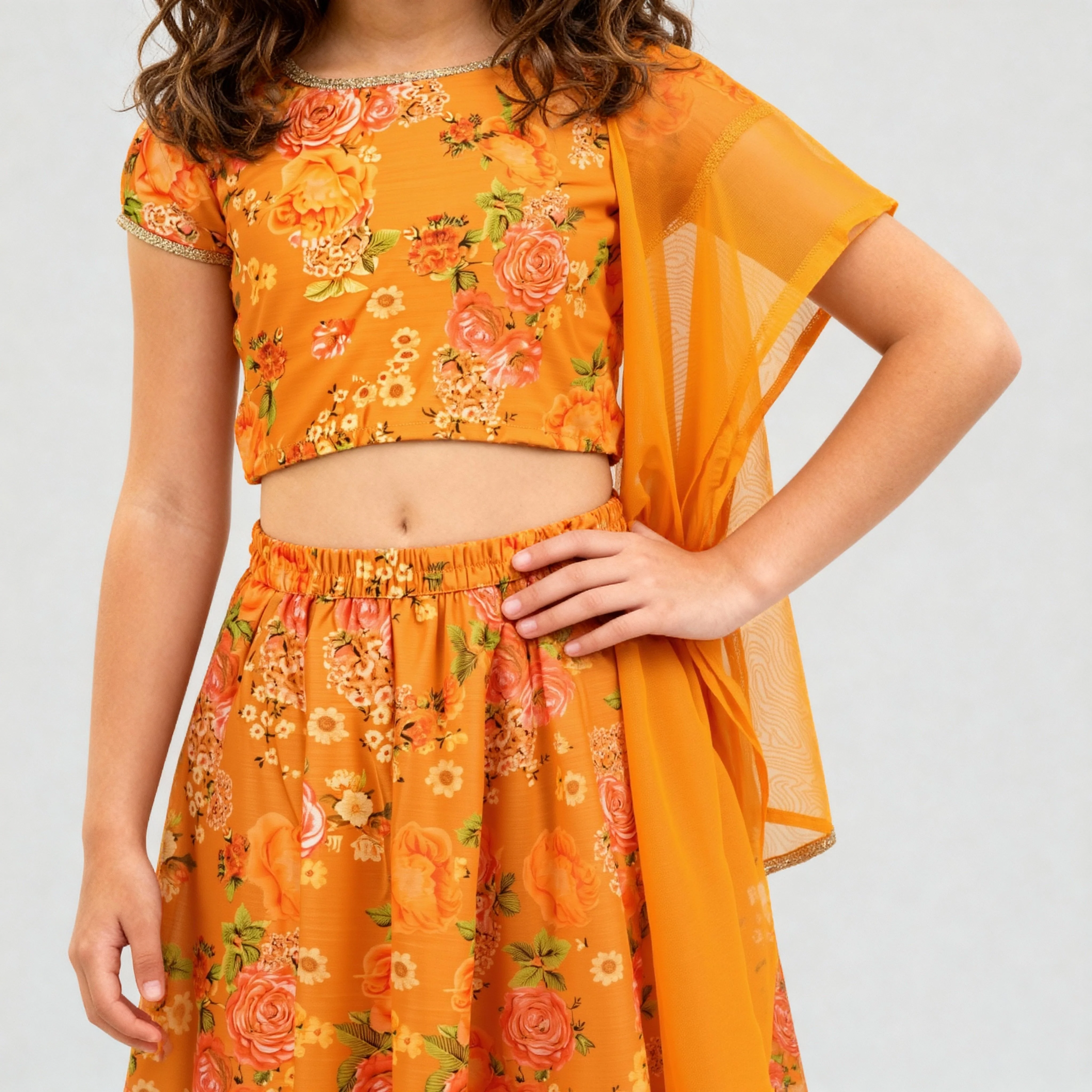 Printed Lehenga and Choli with Dupatta Sets - Image 4