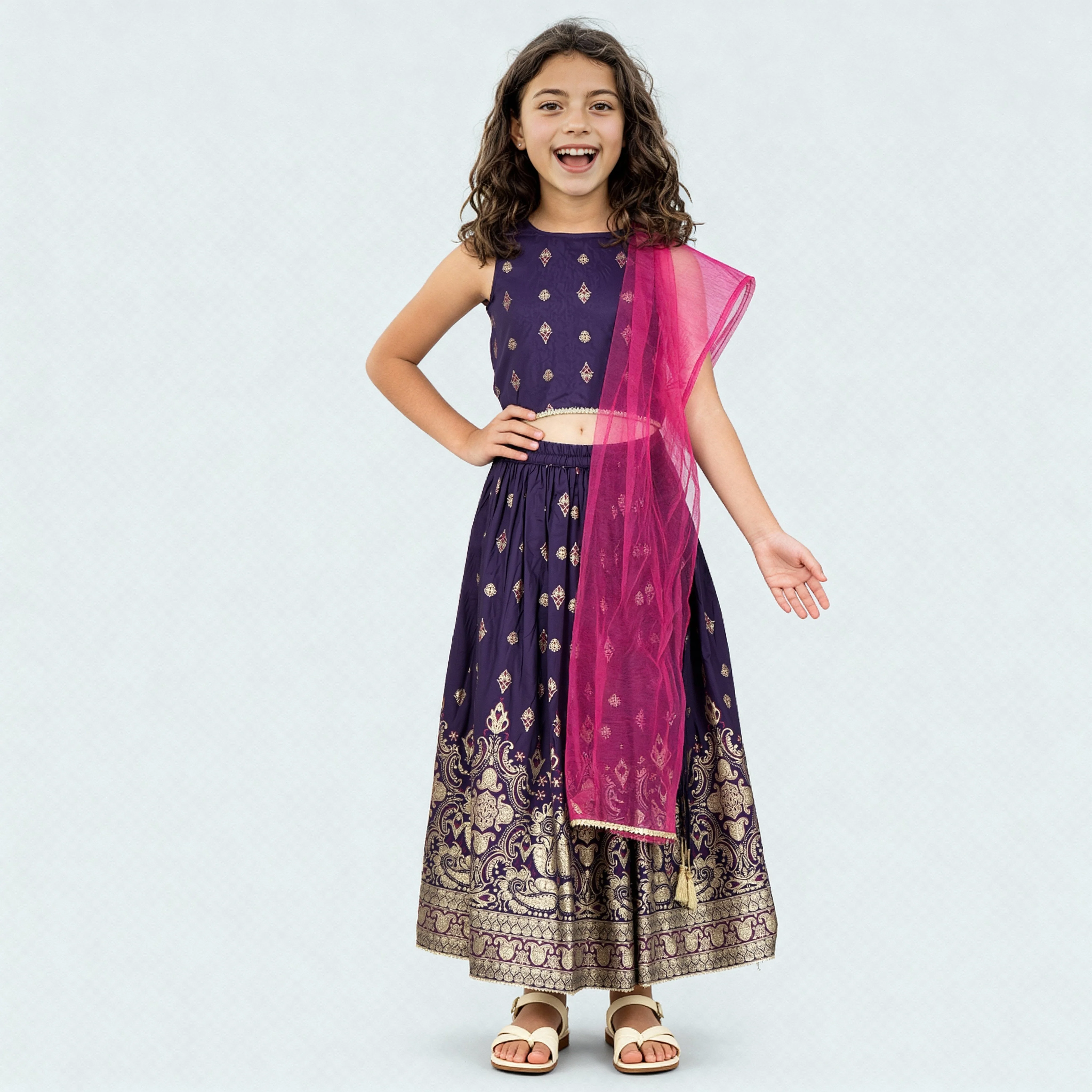 Printed Lehenga and Choli with Dupatta Sets - Image 2
