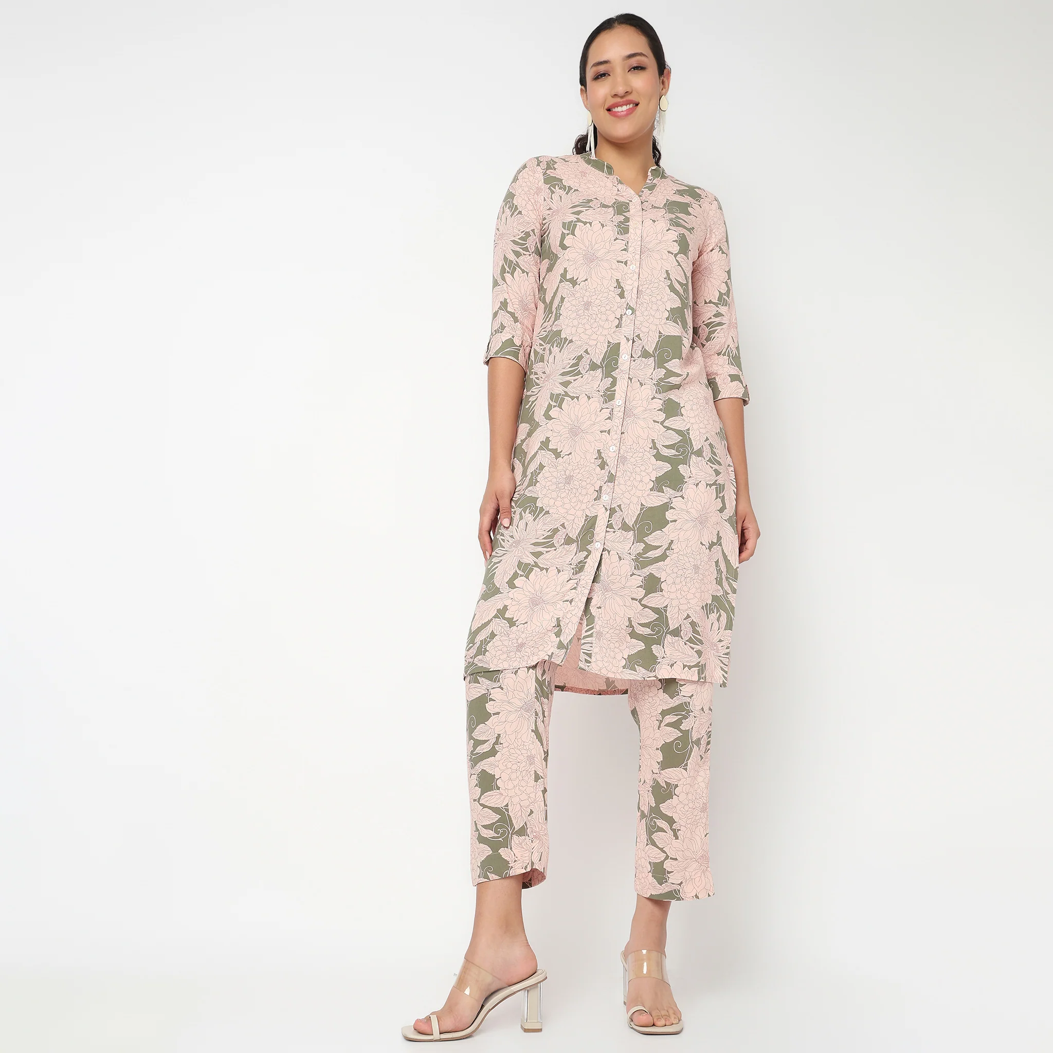 Printed Mid Rise Pants