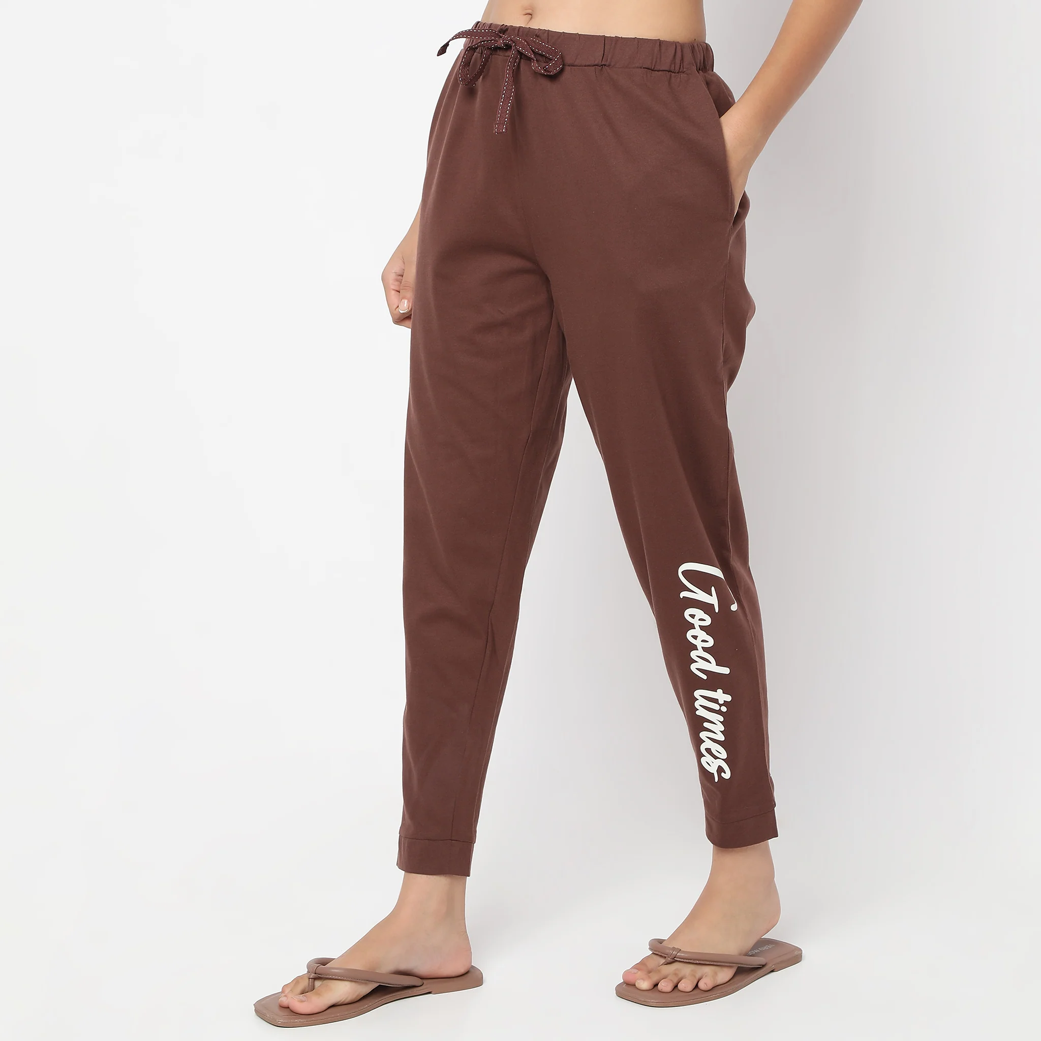 Printed Mid Rise Lounge Joggers - Image 5