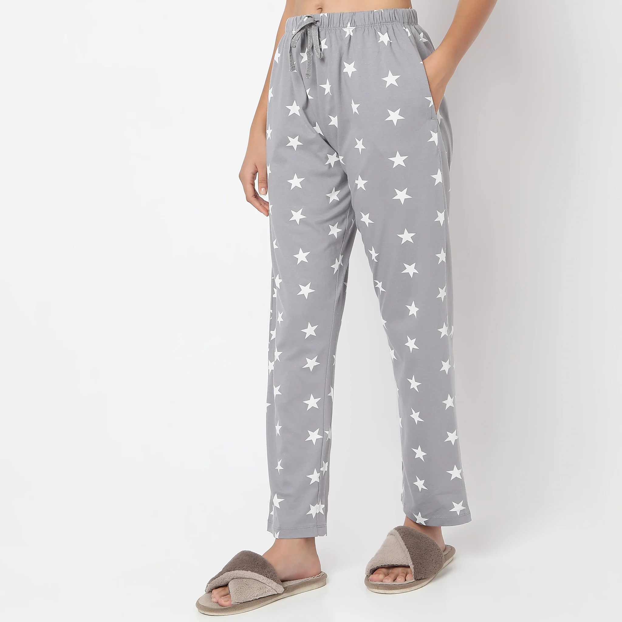 Printed Mid Rise Lounge Joggers - Image 5