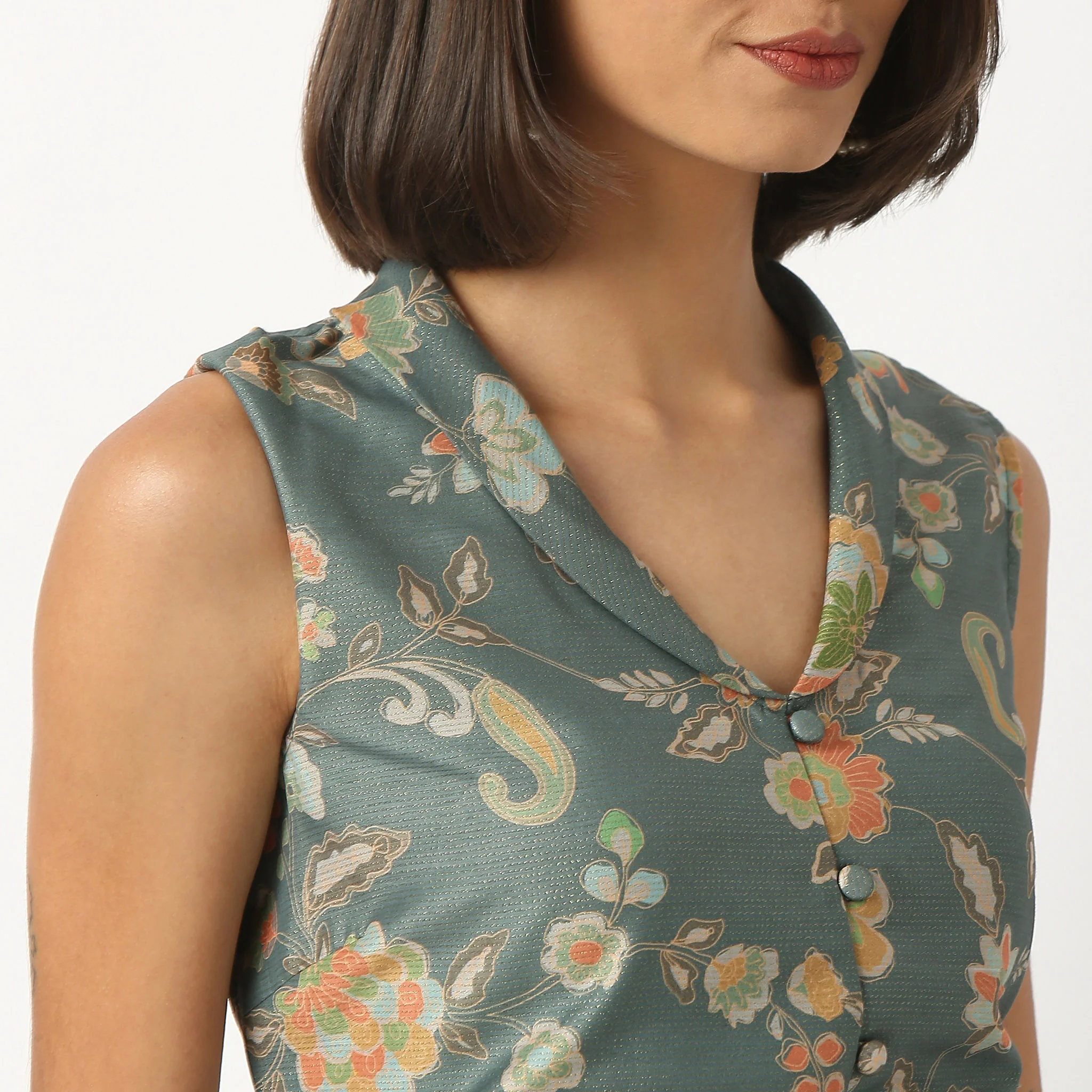 Printed V-Neck Crop Top - Image 4