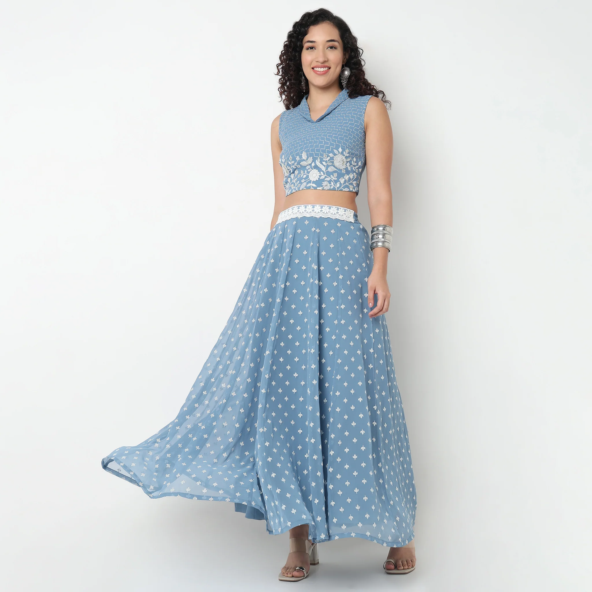 Printed Flared Skirt