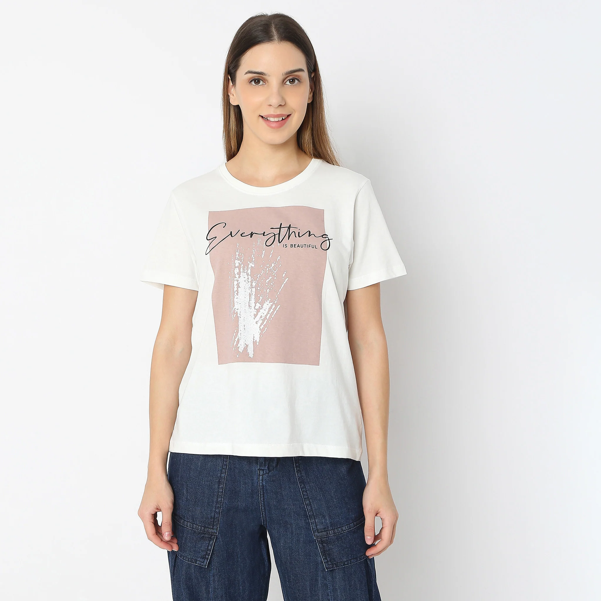 Printed Quote "Everything Is Beautiful" T-Shirt - Image 2