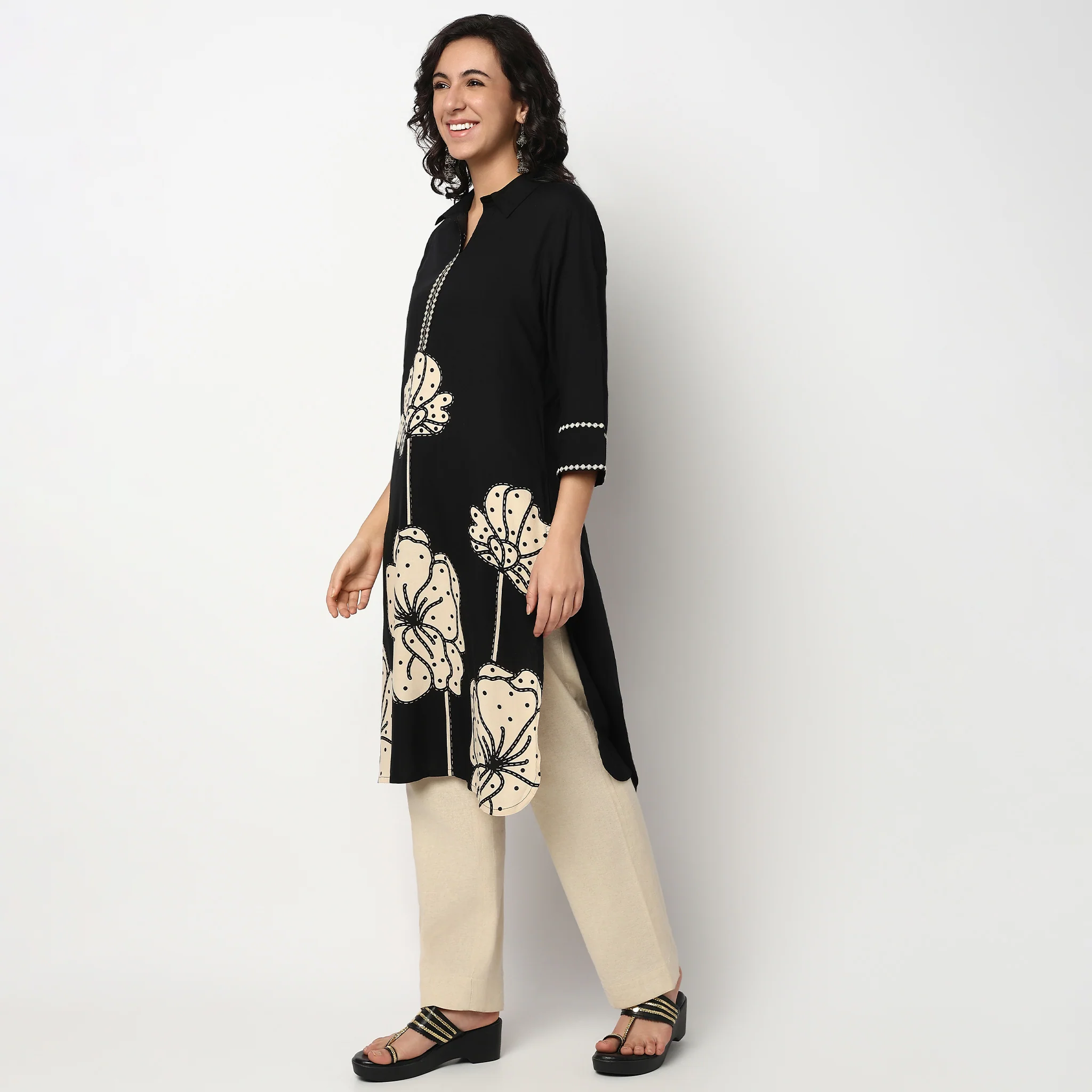 Printed Shirt Collar Kurta - Image 5