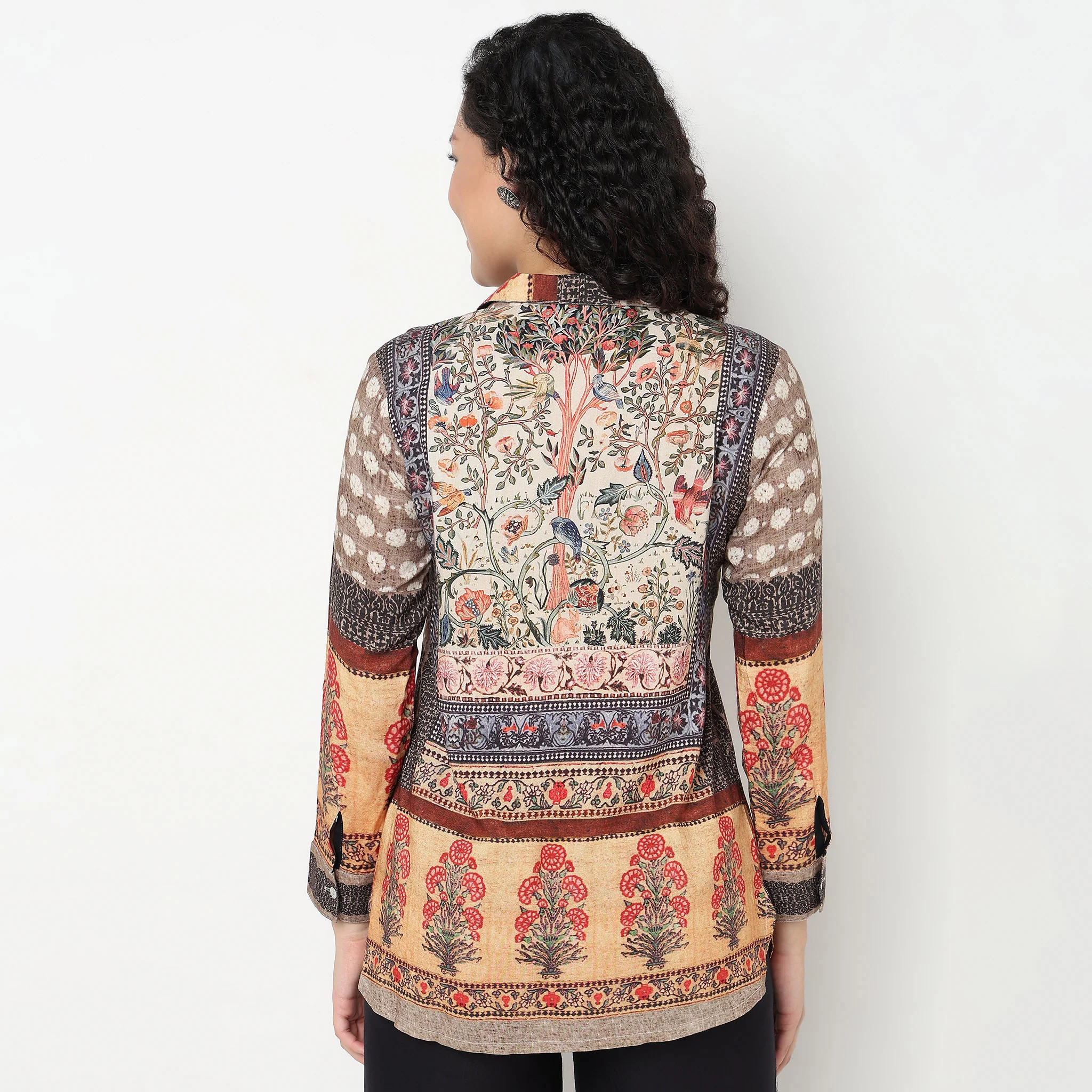 Printed Half Placket Shirt Tunic - Image 3