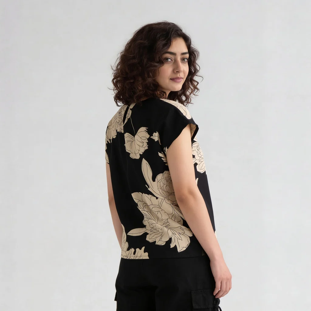 Printed Round Neck Top - Image 3