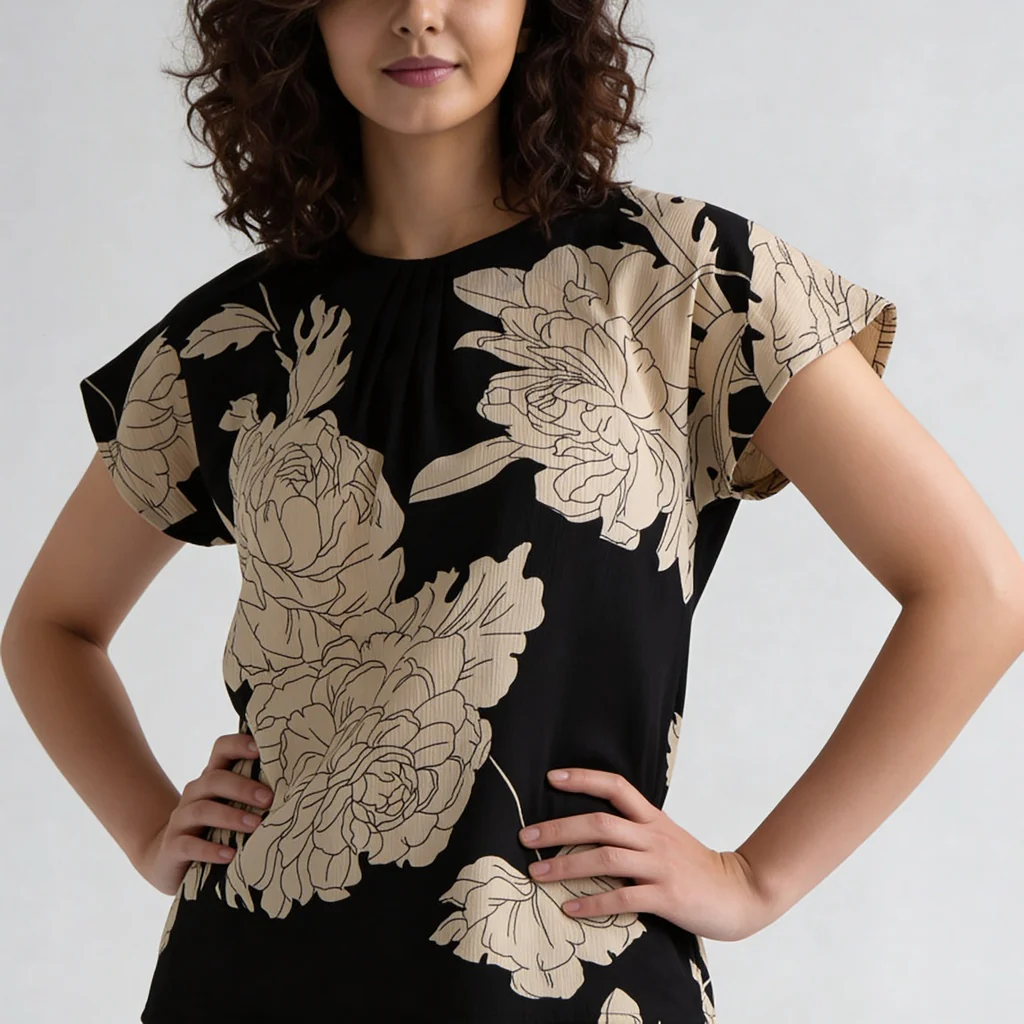 Printed Round Neck Top - Image 4