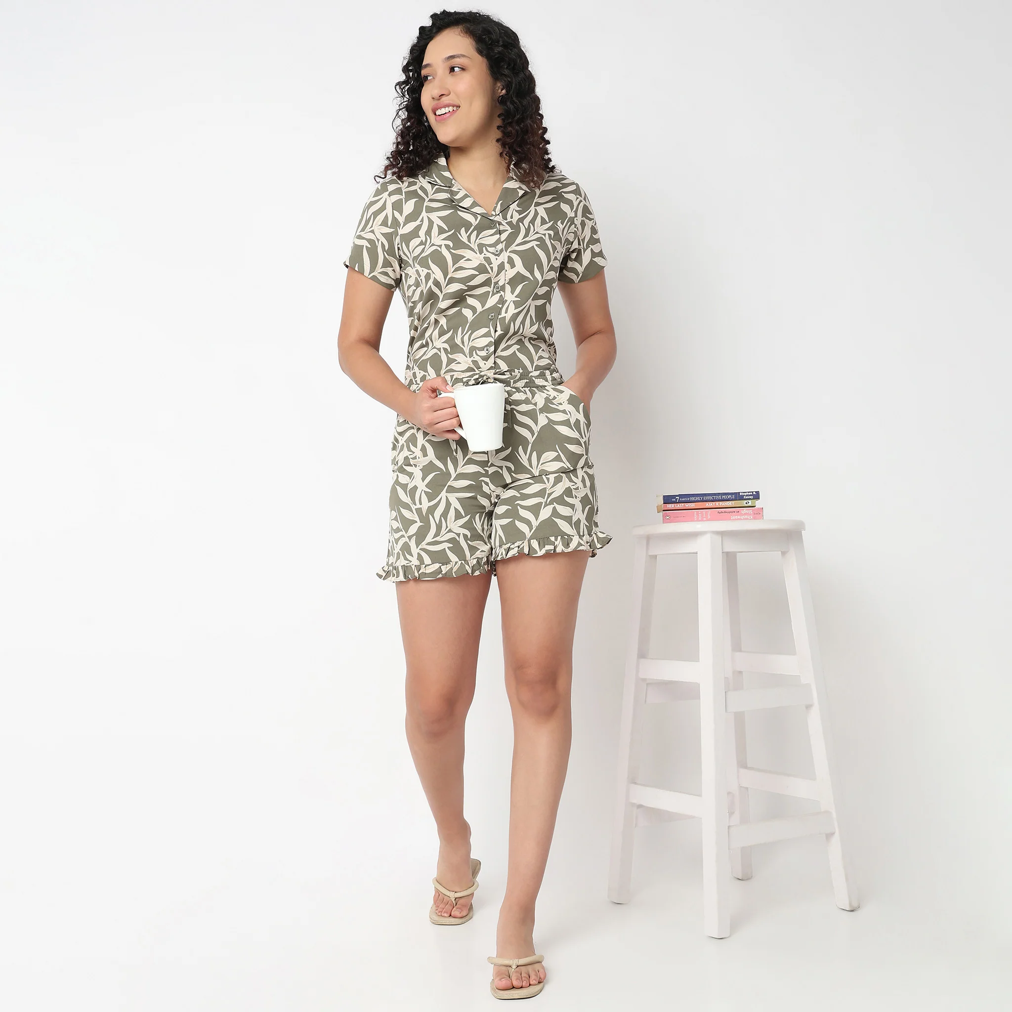 Printed Shirt and Short Sleepwear Set