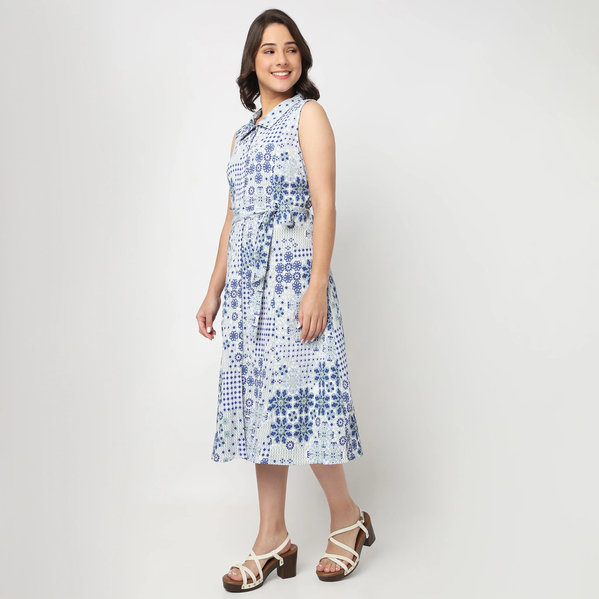 Printed Shirt Dress - Image 5