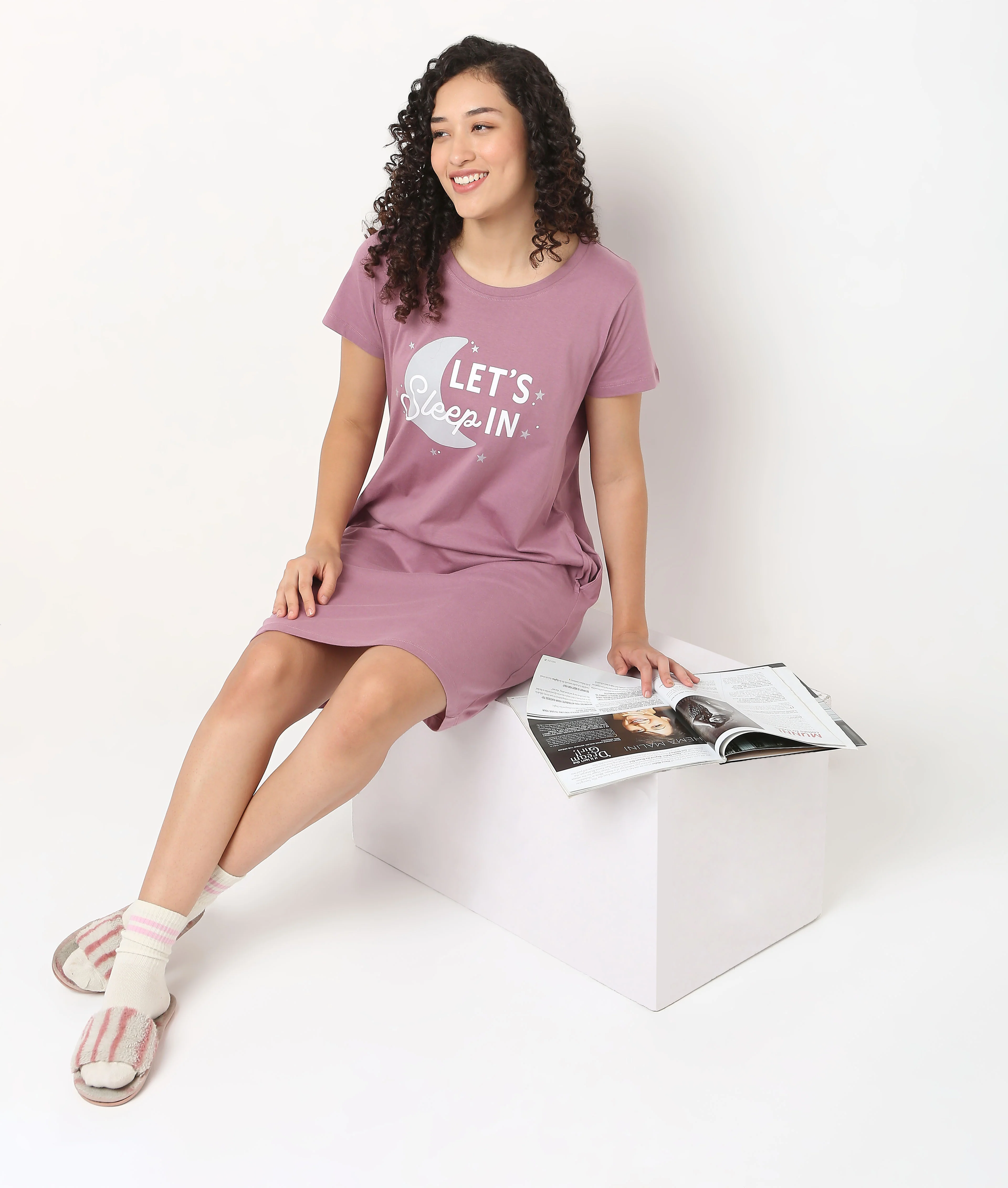 Printed Cotton Short Night Gown