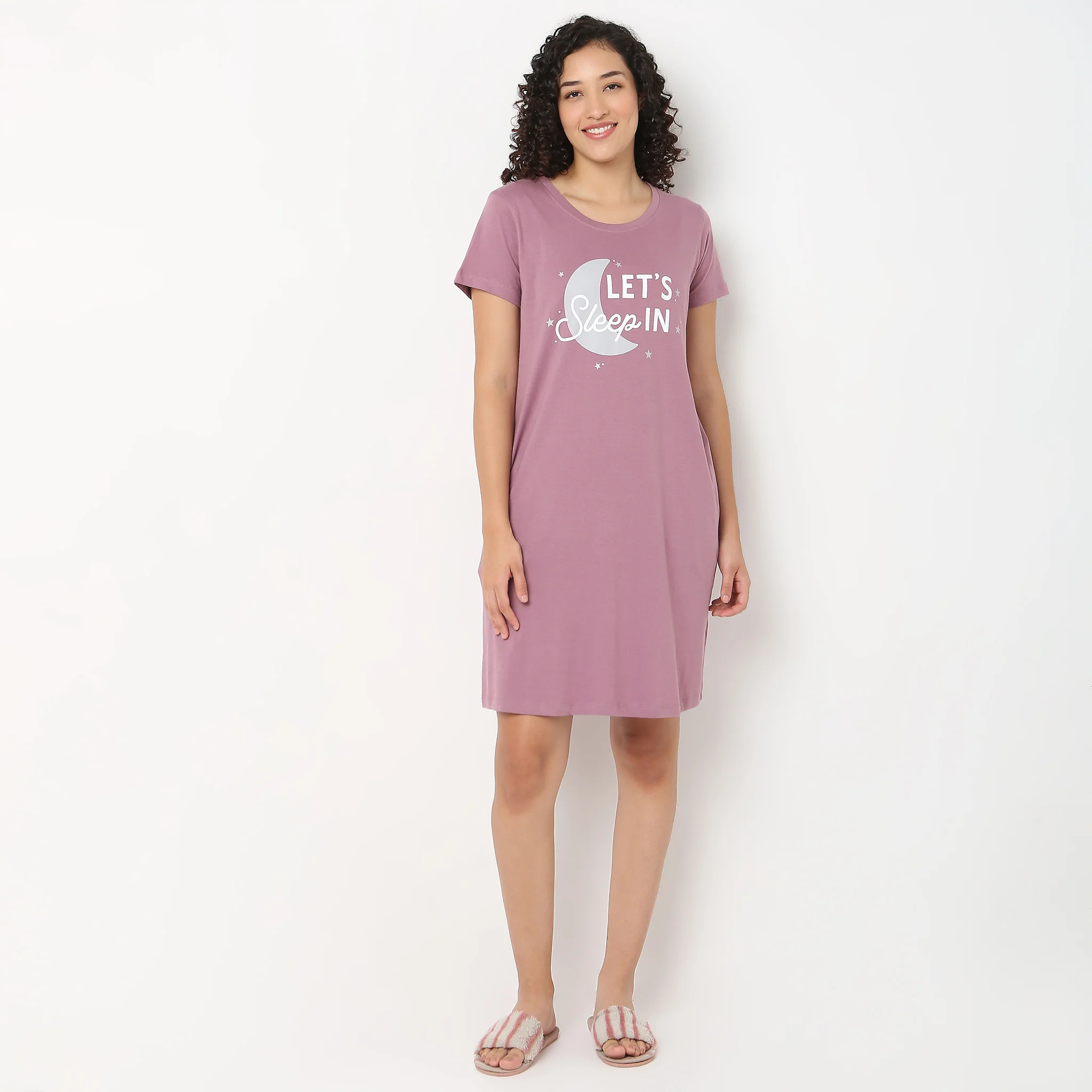 Printed Cotton Short Night Gown - Image 2